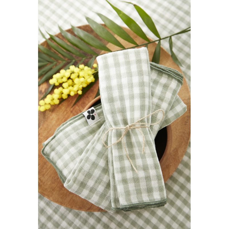 Lot de 2 essuie-mains en gaze de coton L'EFFET PAPILLON Vert
