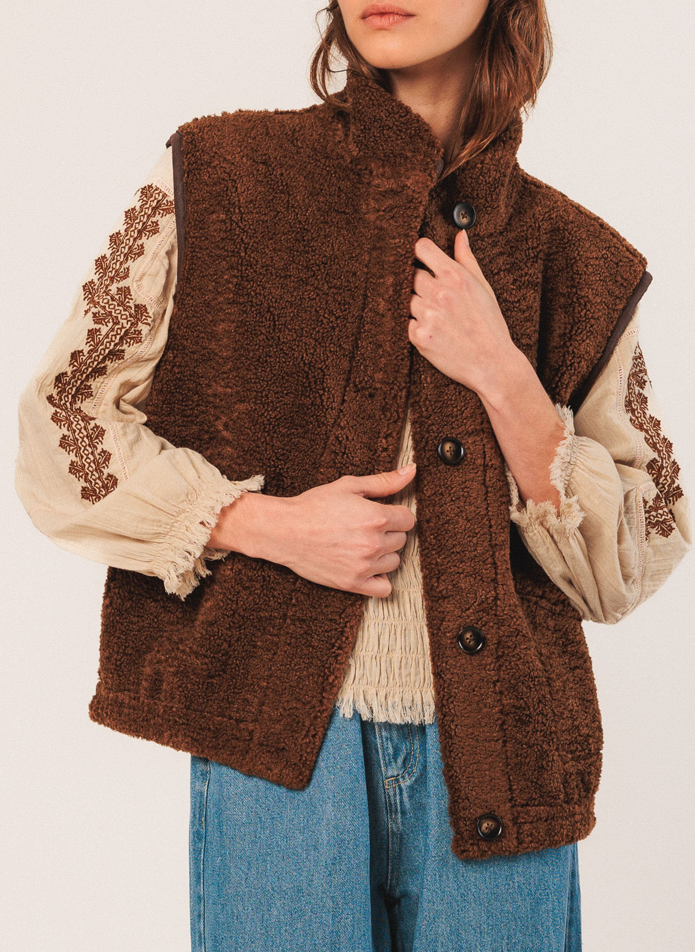 Gilet col montant  INDI & COLD Marron