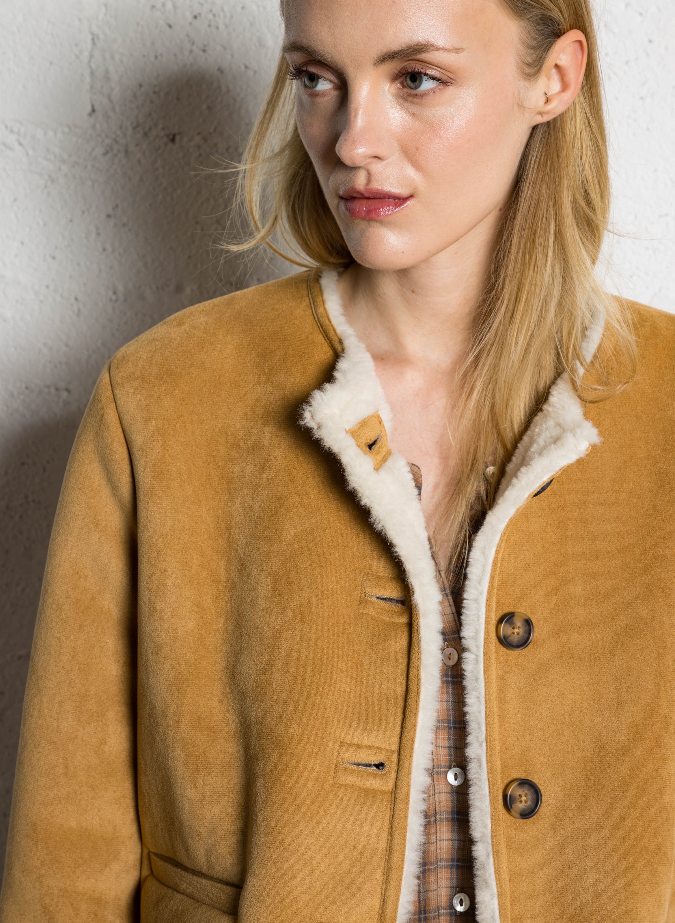 Veste oversize courte col rond JC SOPHIE Beige