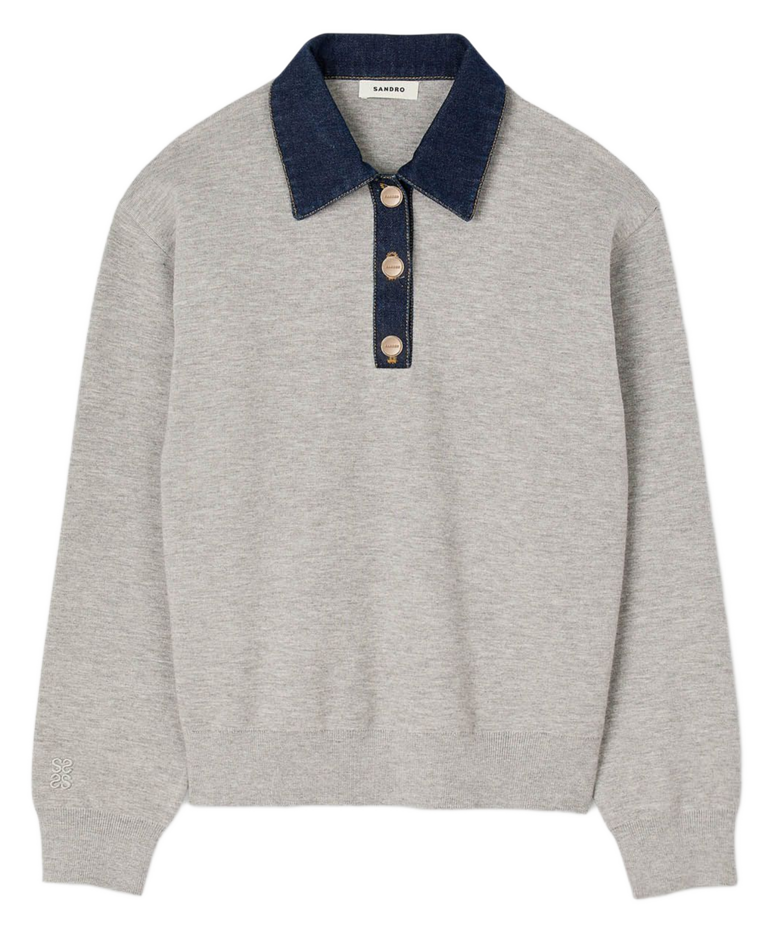 Pull ample à col en jean SANDRO Gris