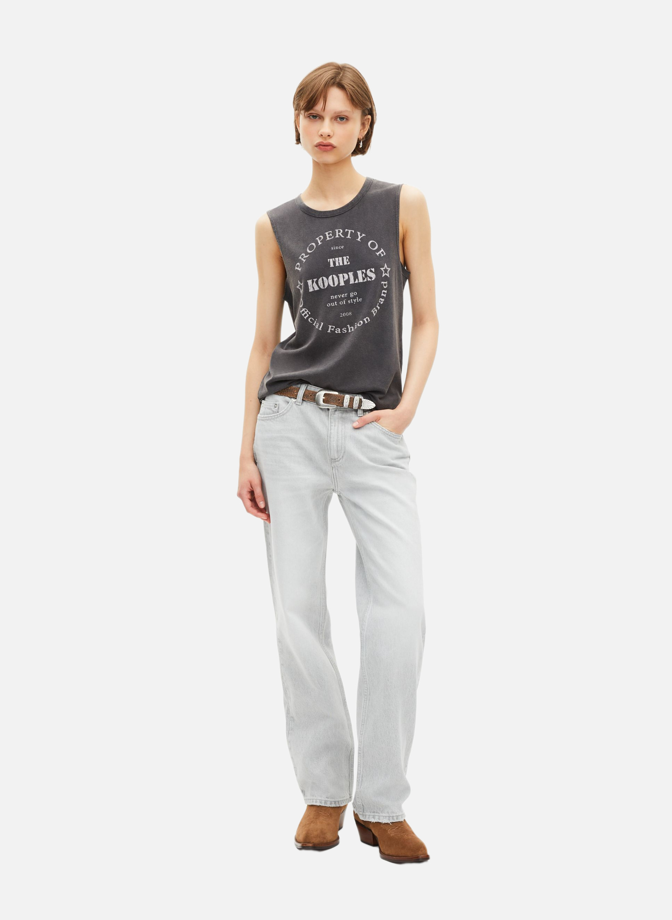 Tank top with screen printing THE KOOPLES Black