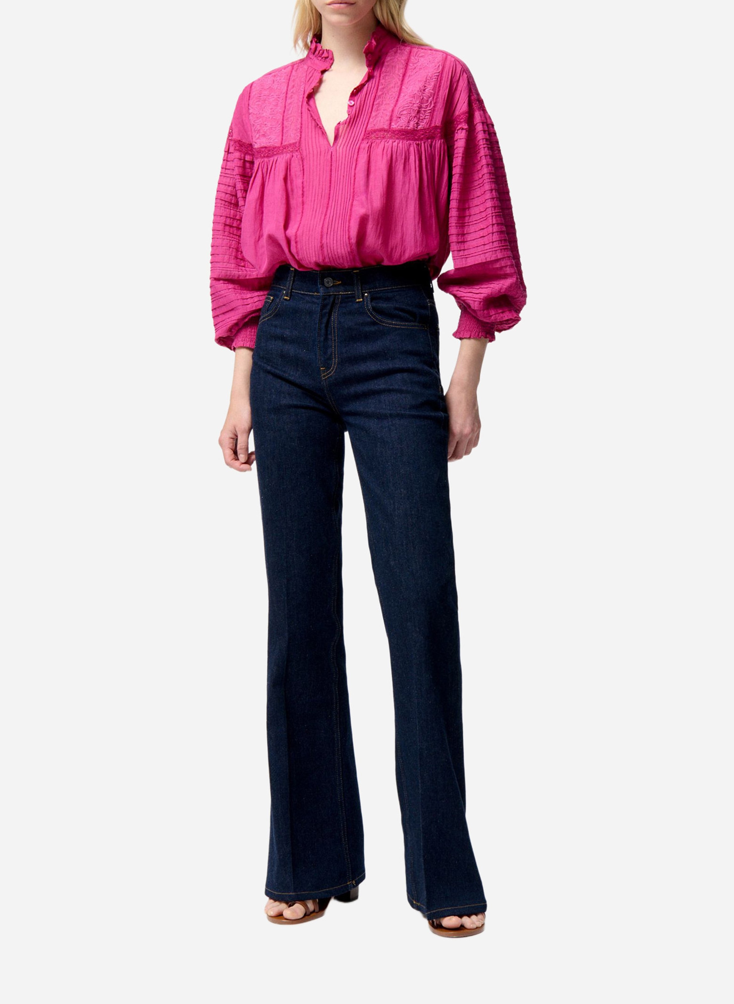 Straight Victorian collar blouse in blended cotton VANESSA BRUNO Pink