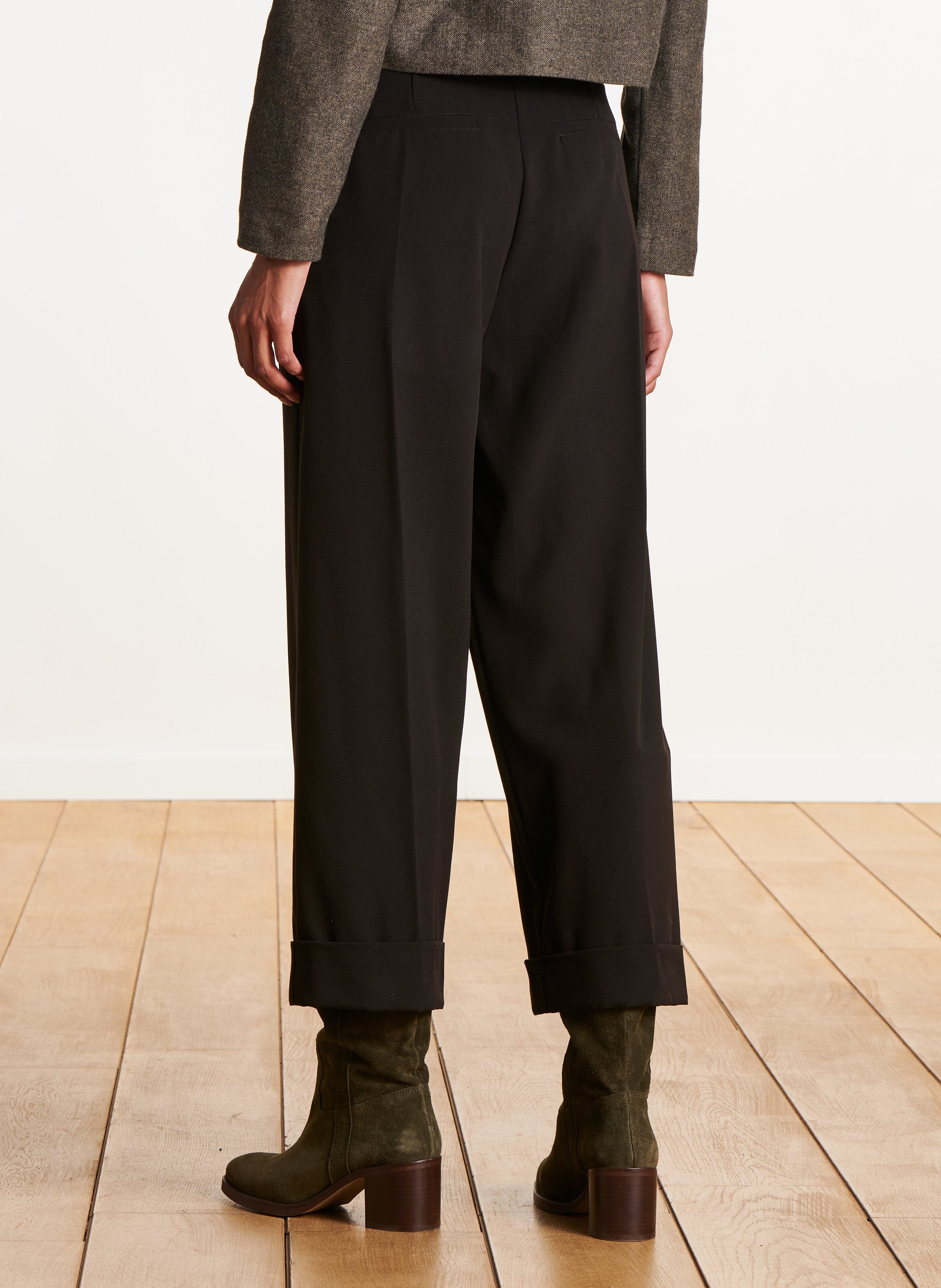 Pantalon large à revers Noir