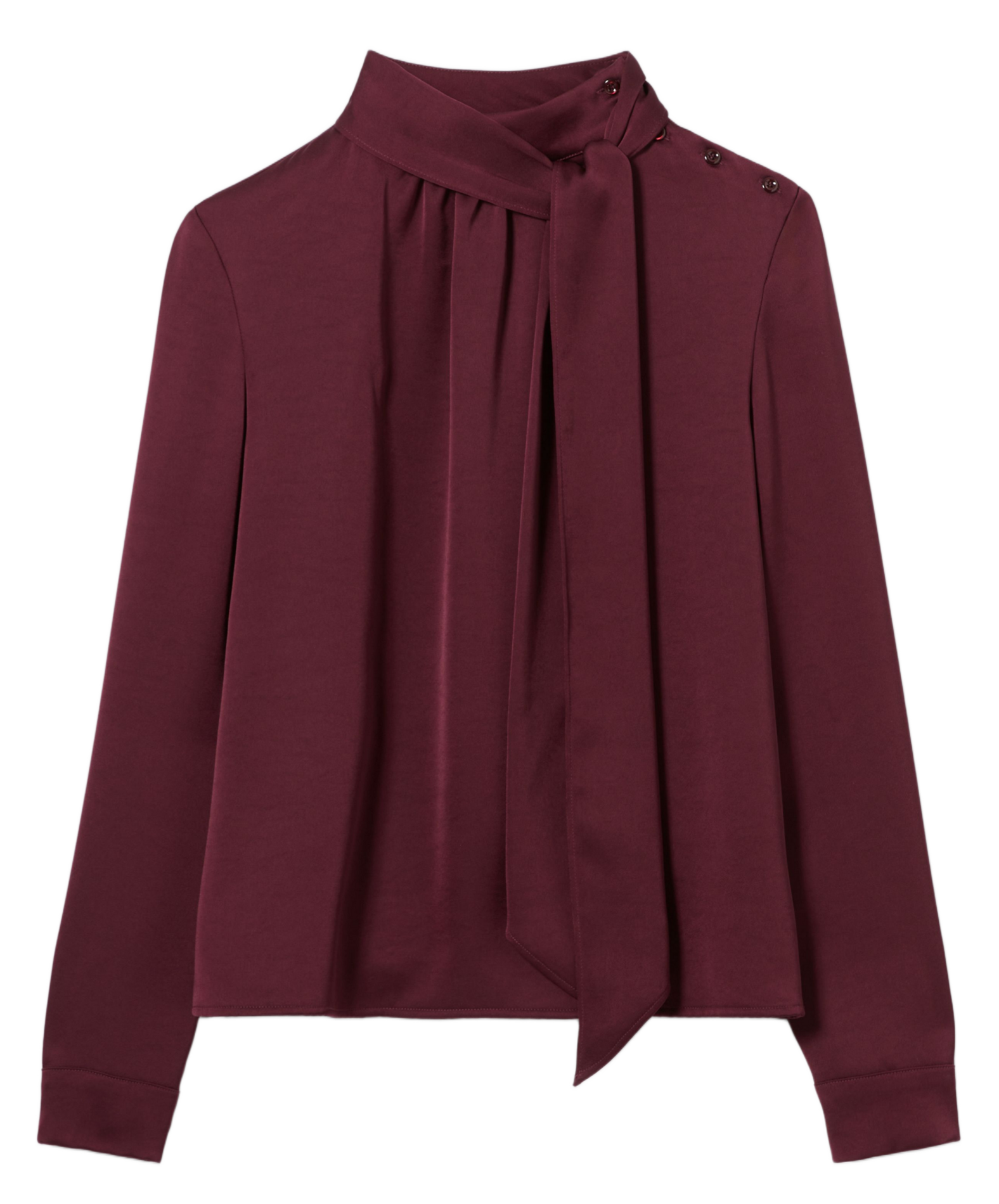 Blouse col lavallière en satin CLAUDIE PIERLOT Rouge