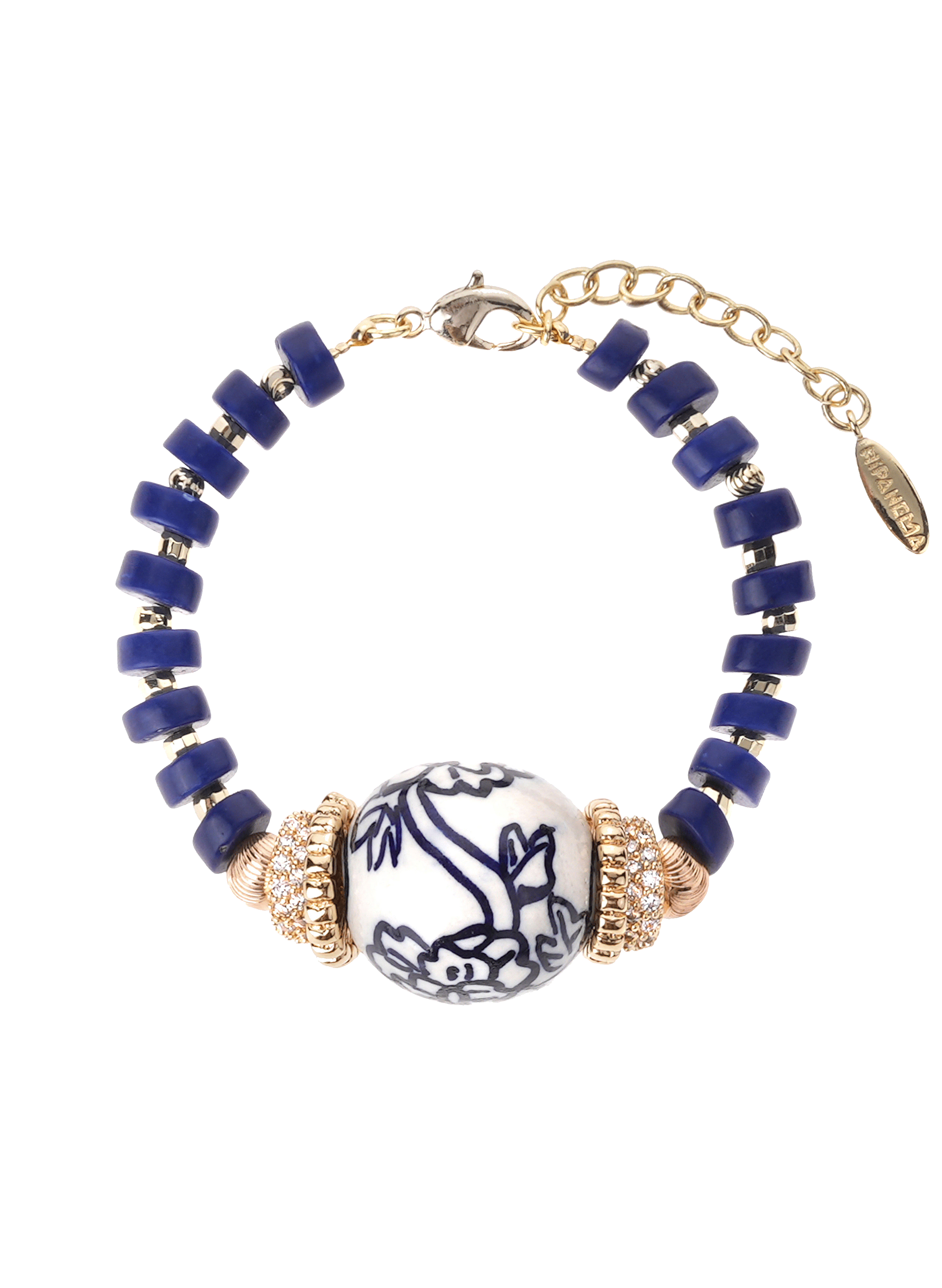 Adjustable ceramic bead bracelet HIPANEMA Blue
