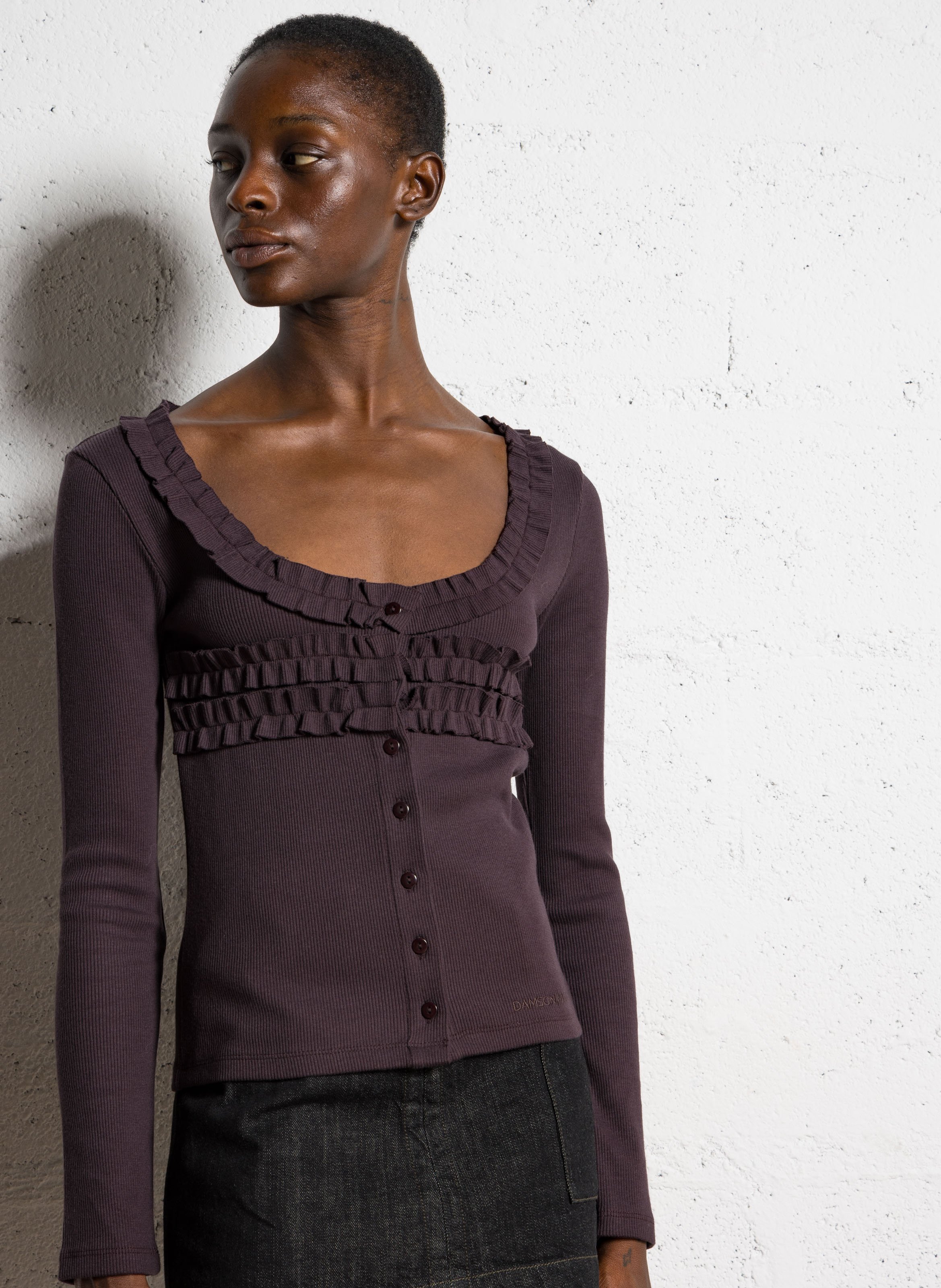 Pull col rond en coton bio mélangé  DAMSON MADDER Marron