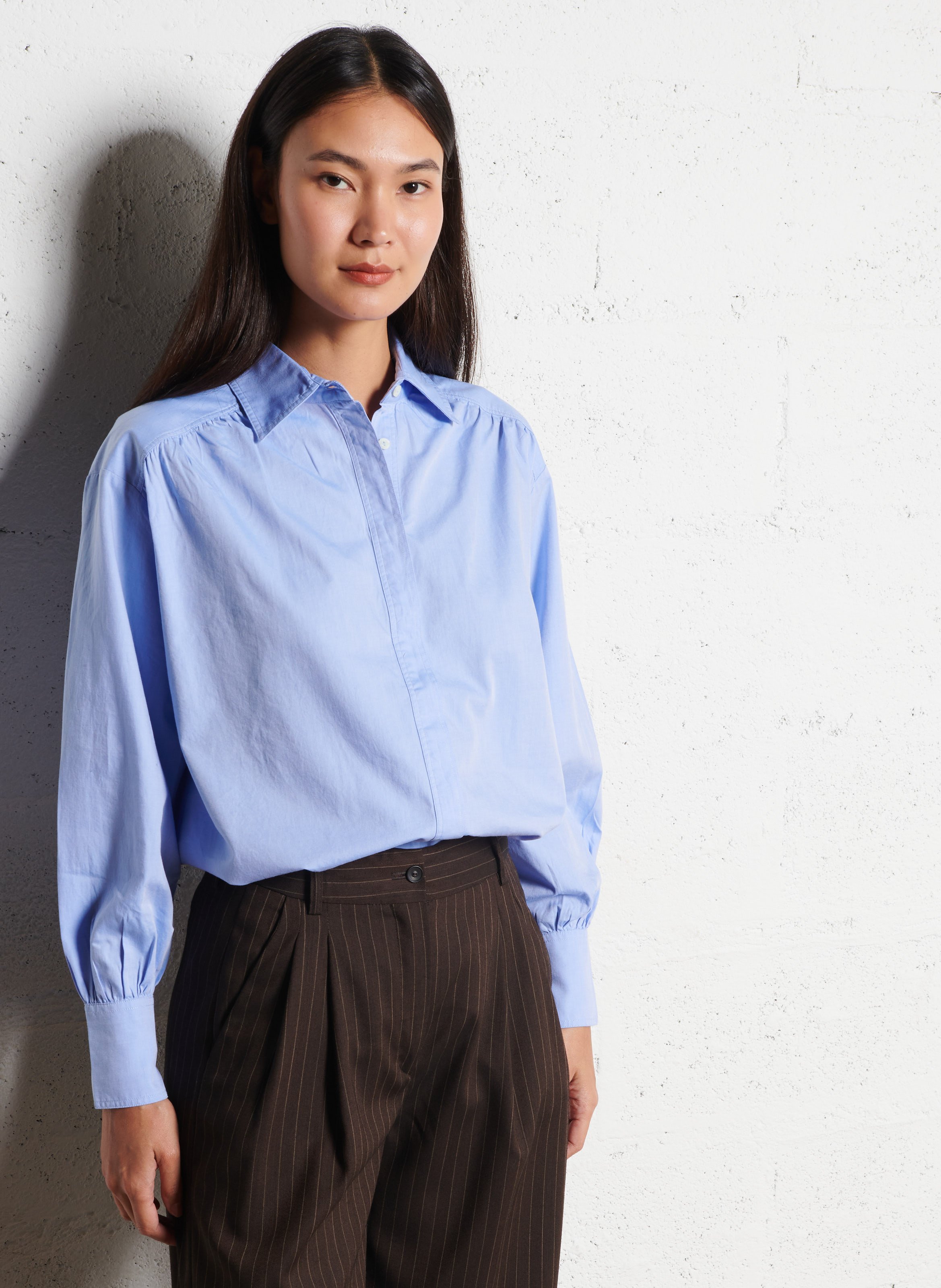 Chemise ample col classique en coton DIEGA Bleu