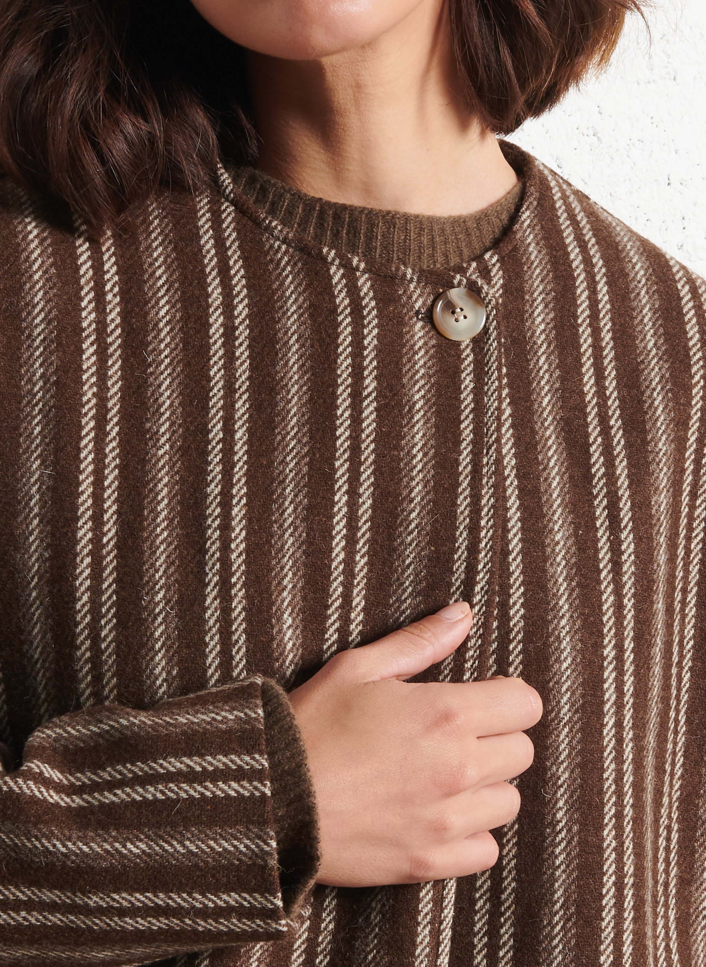 Short striped wool jacket HOD PARIS Brown