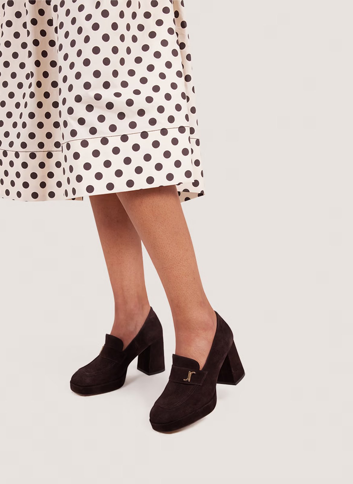 Mocassins à talons en cuir velours JONAK Marron