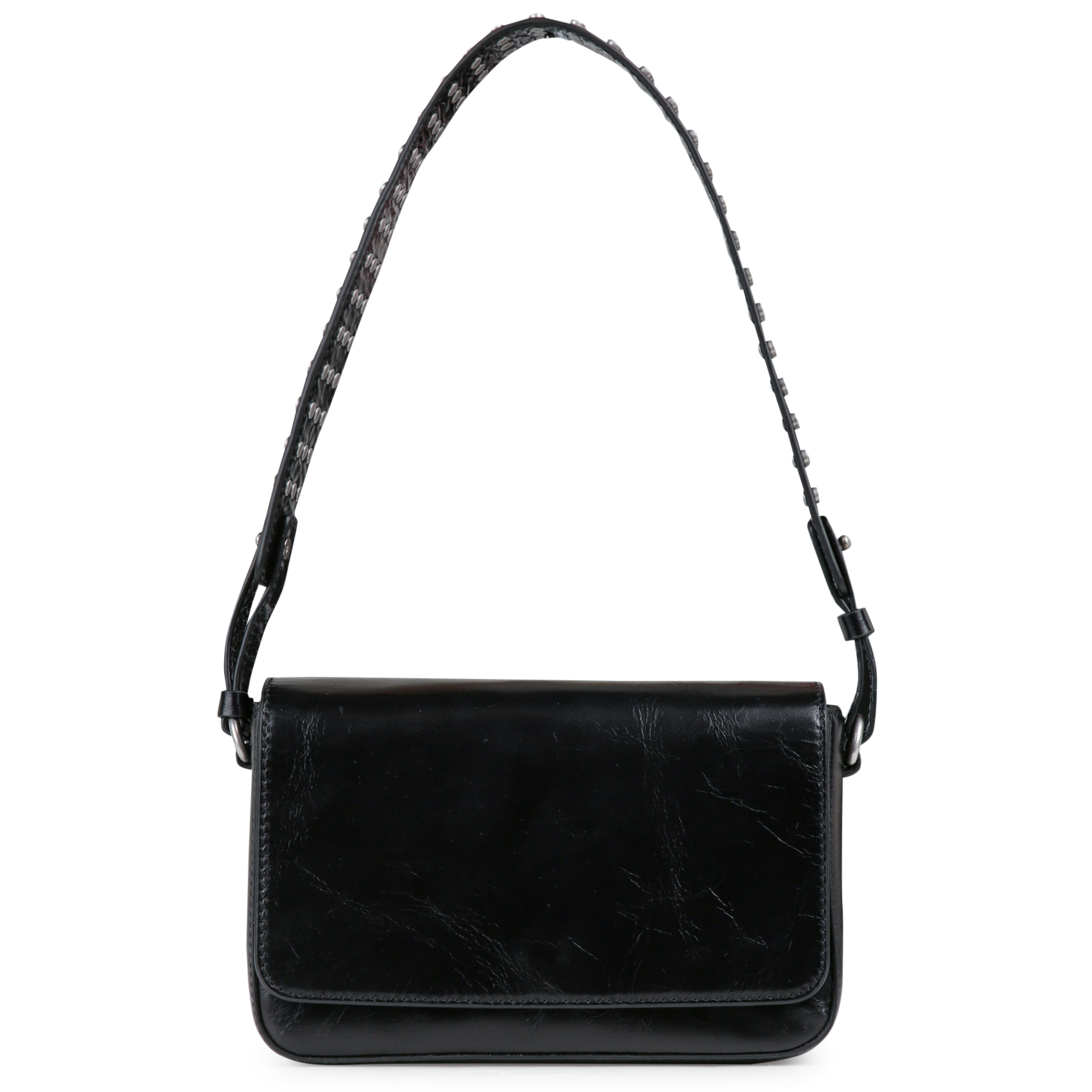 Leather flap shoulder bag IKKS Black