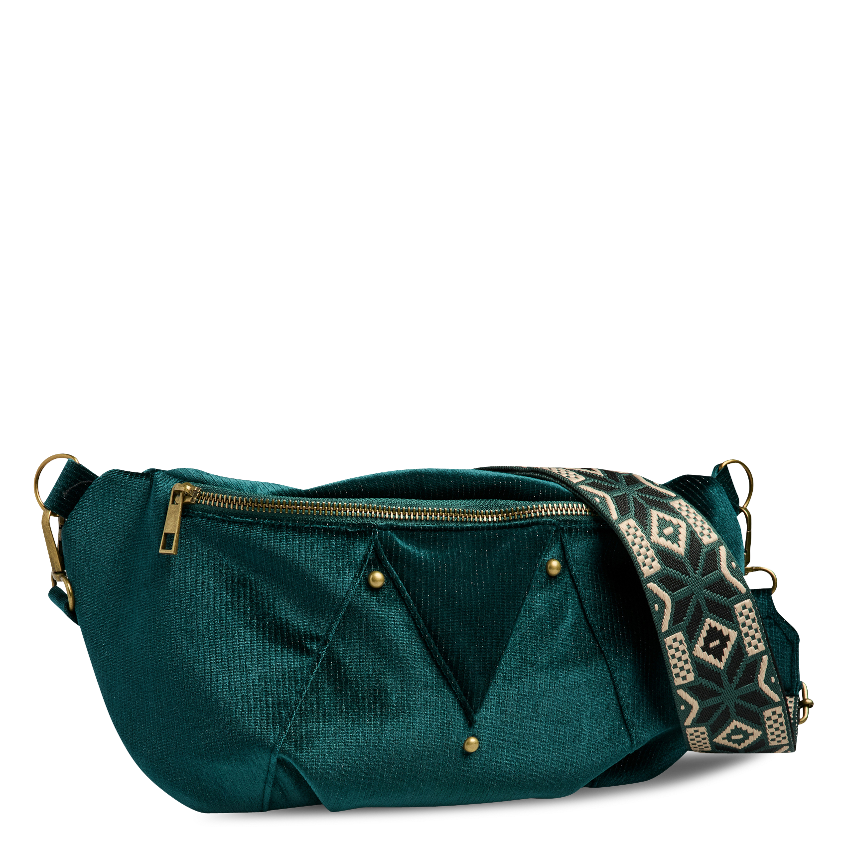 Printed canvas waist bag PIECES Green