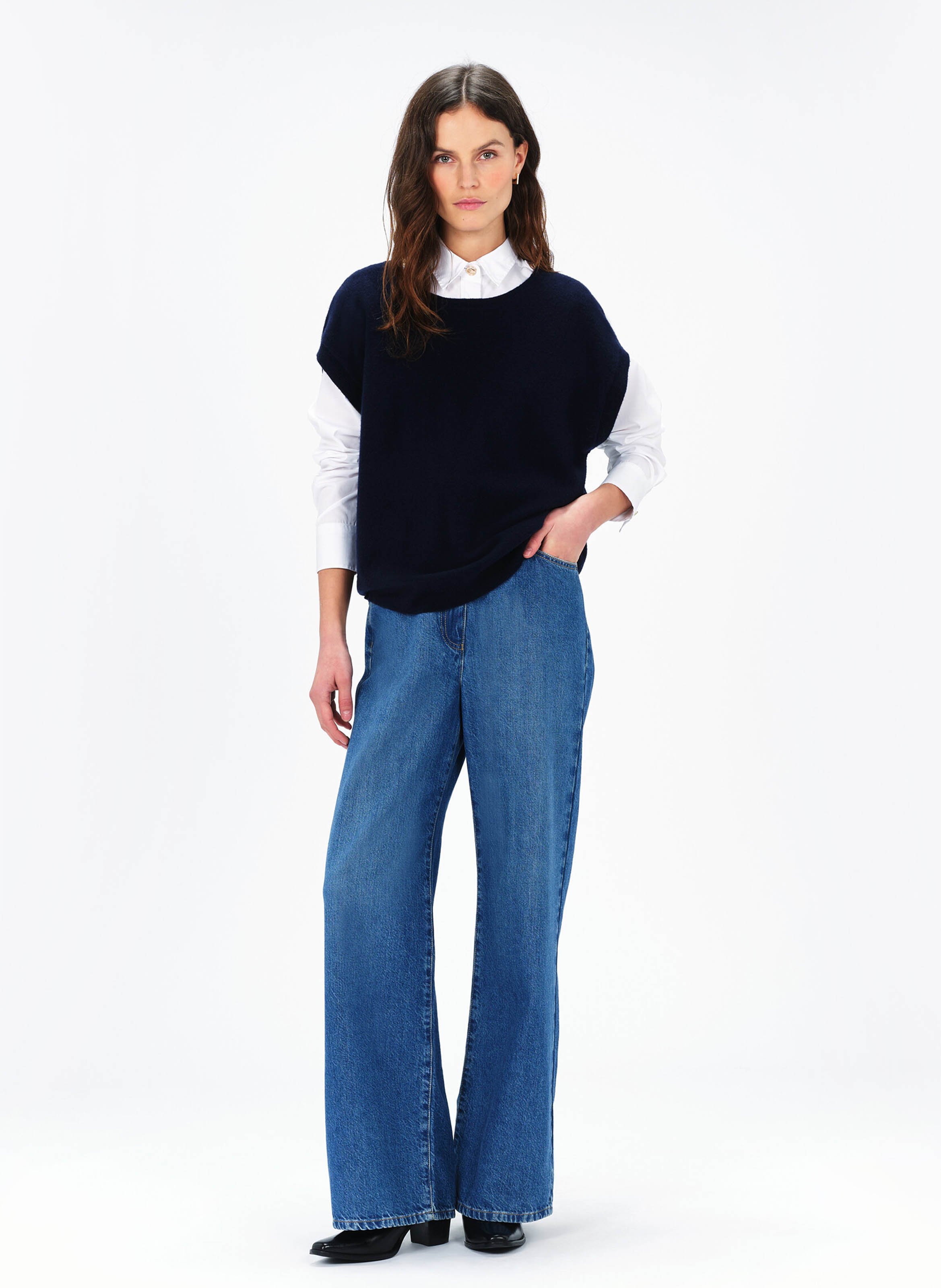 Round-neck wool sweater CAROLL Blue
