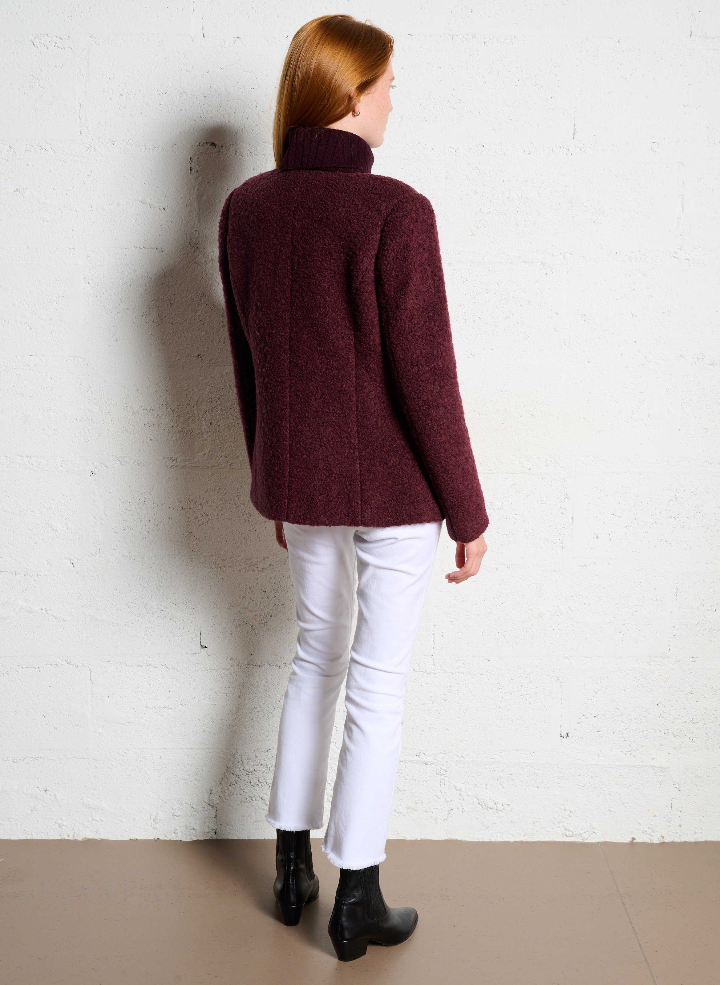 Jasje met ronde hals - wolblend BERENICE Paars