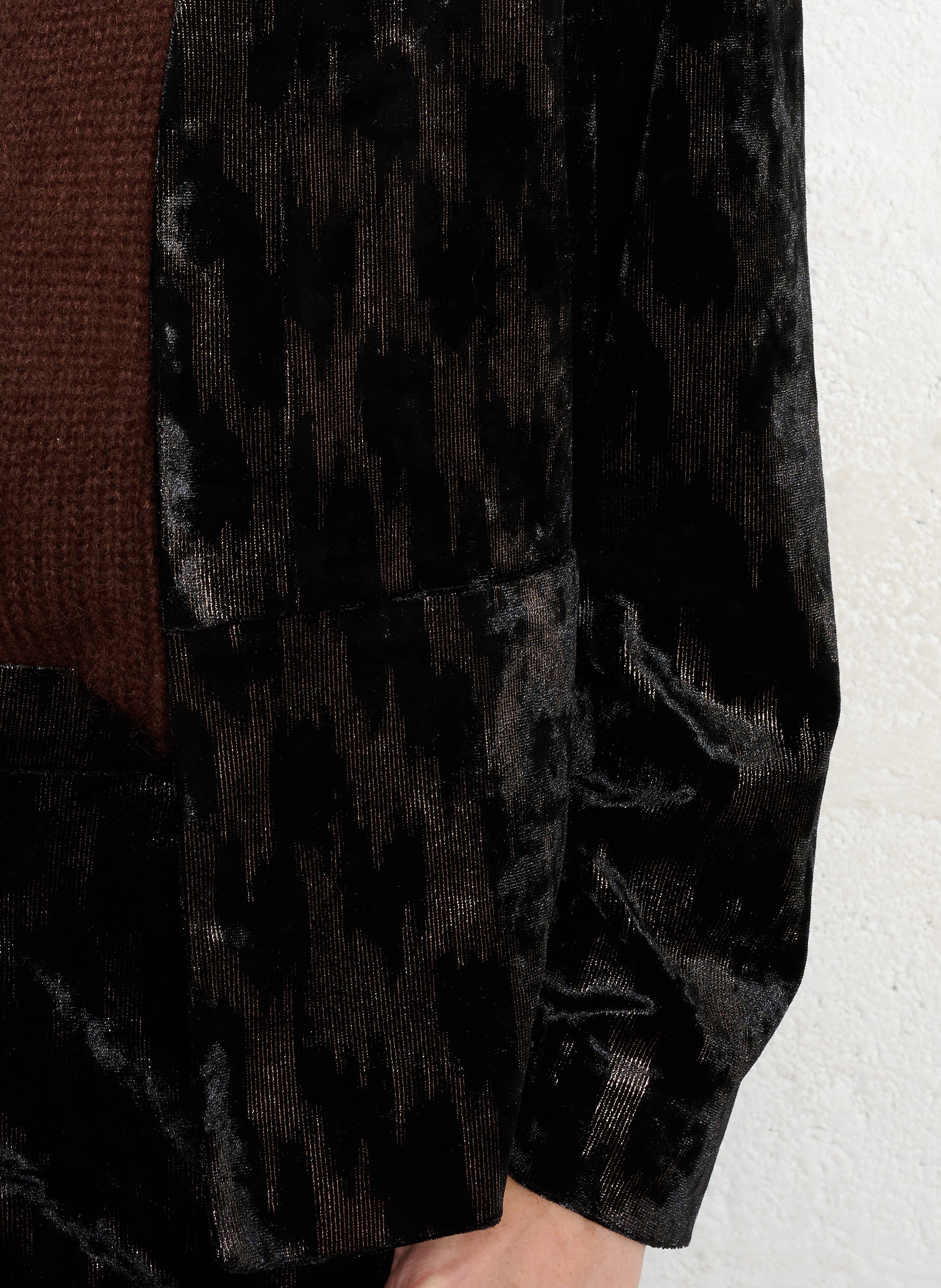 Veste droite brillante en velours I CODE Noir