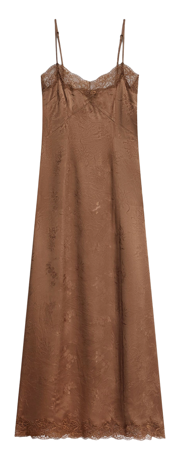 Long jacquard printed satin dress VANESSA BRUNO Brown