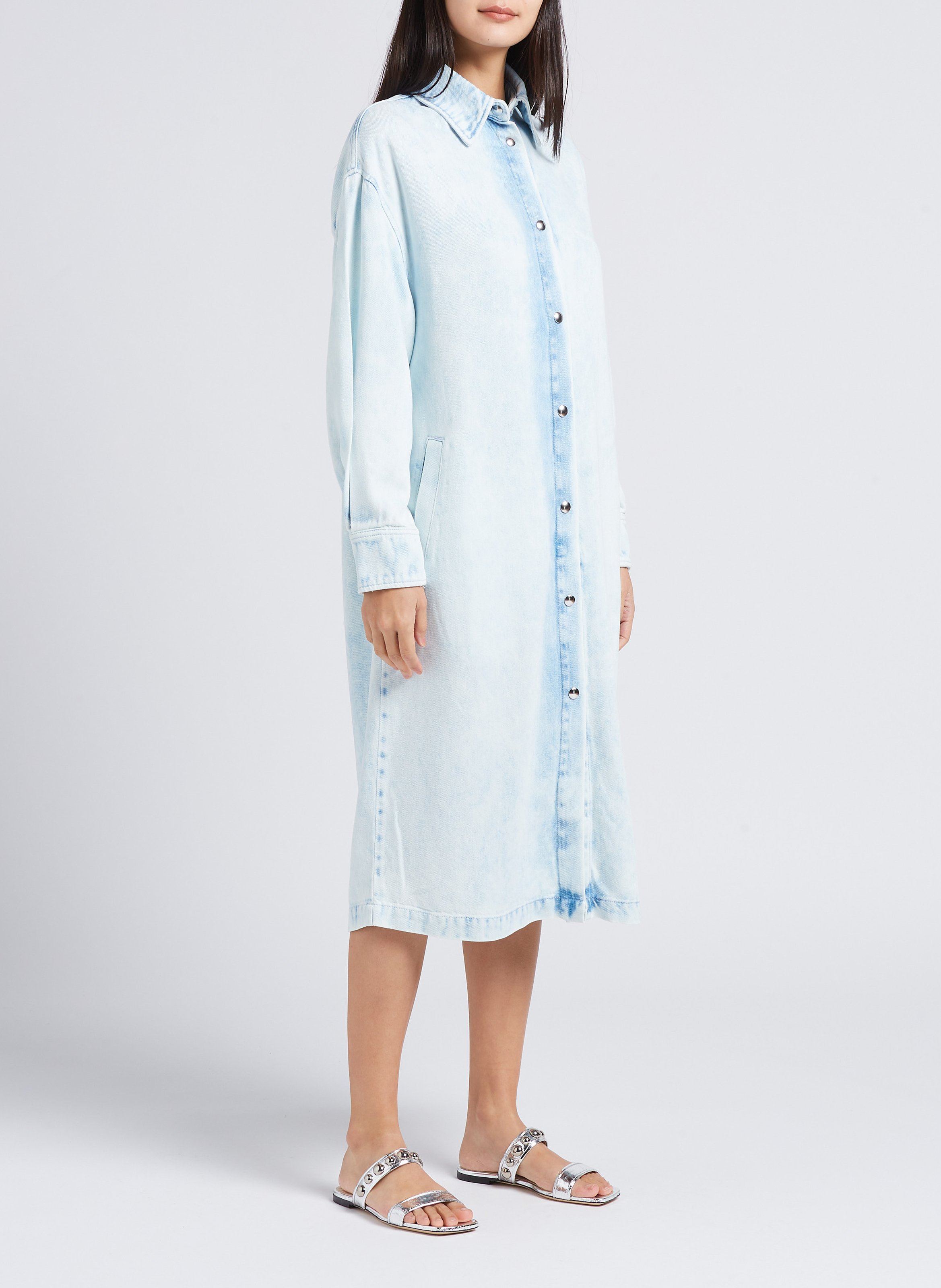 Robe midi col classique en jean  IRO Bleu