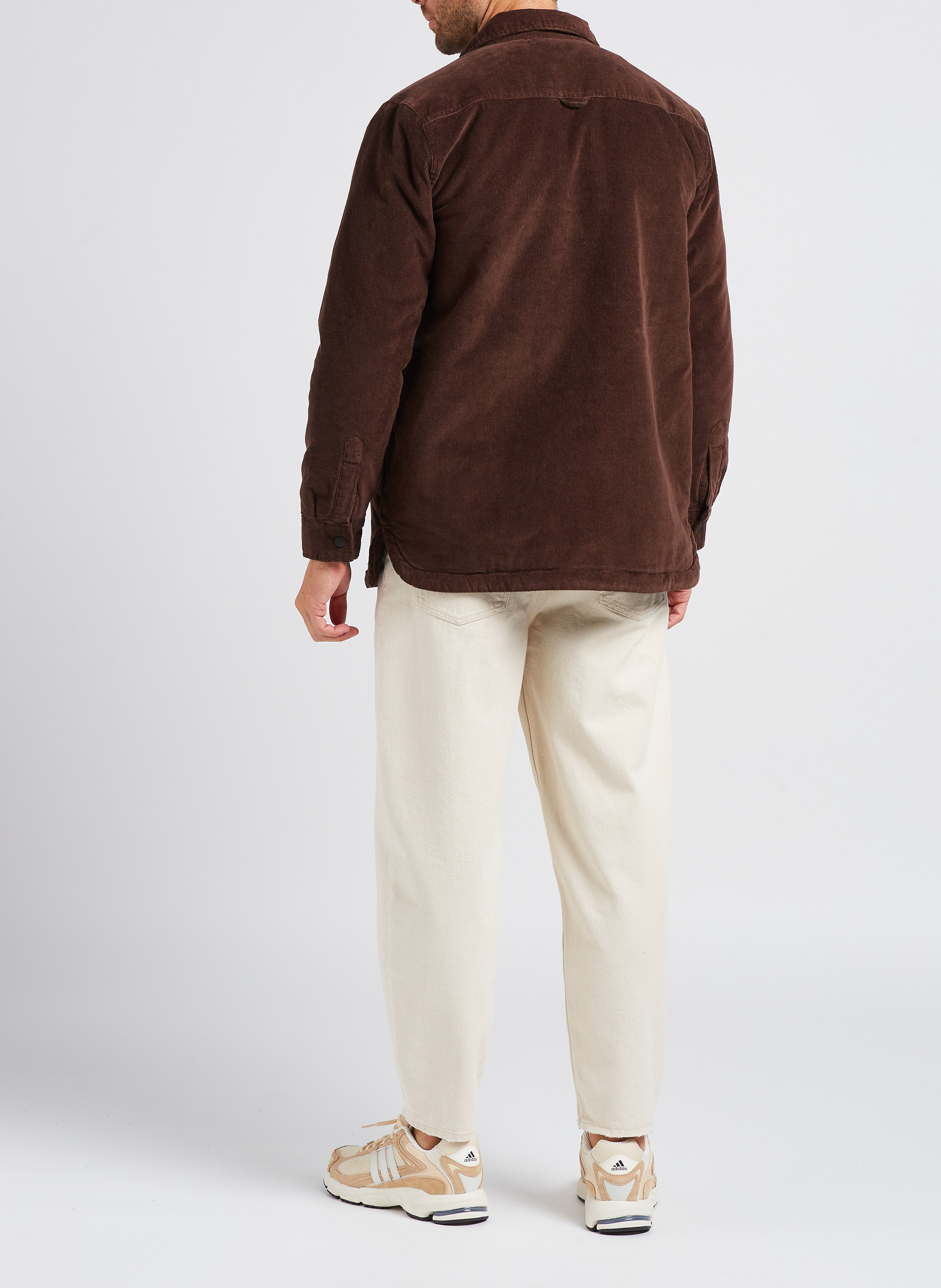 Organic cotton-blend jacket with classic collar KNOWLEDGE COTTON APPAREL Brown