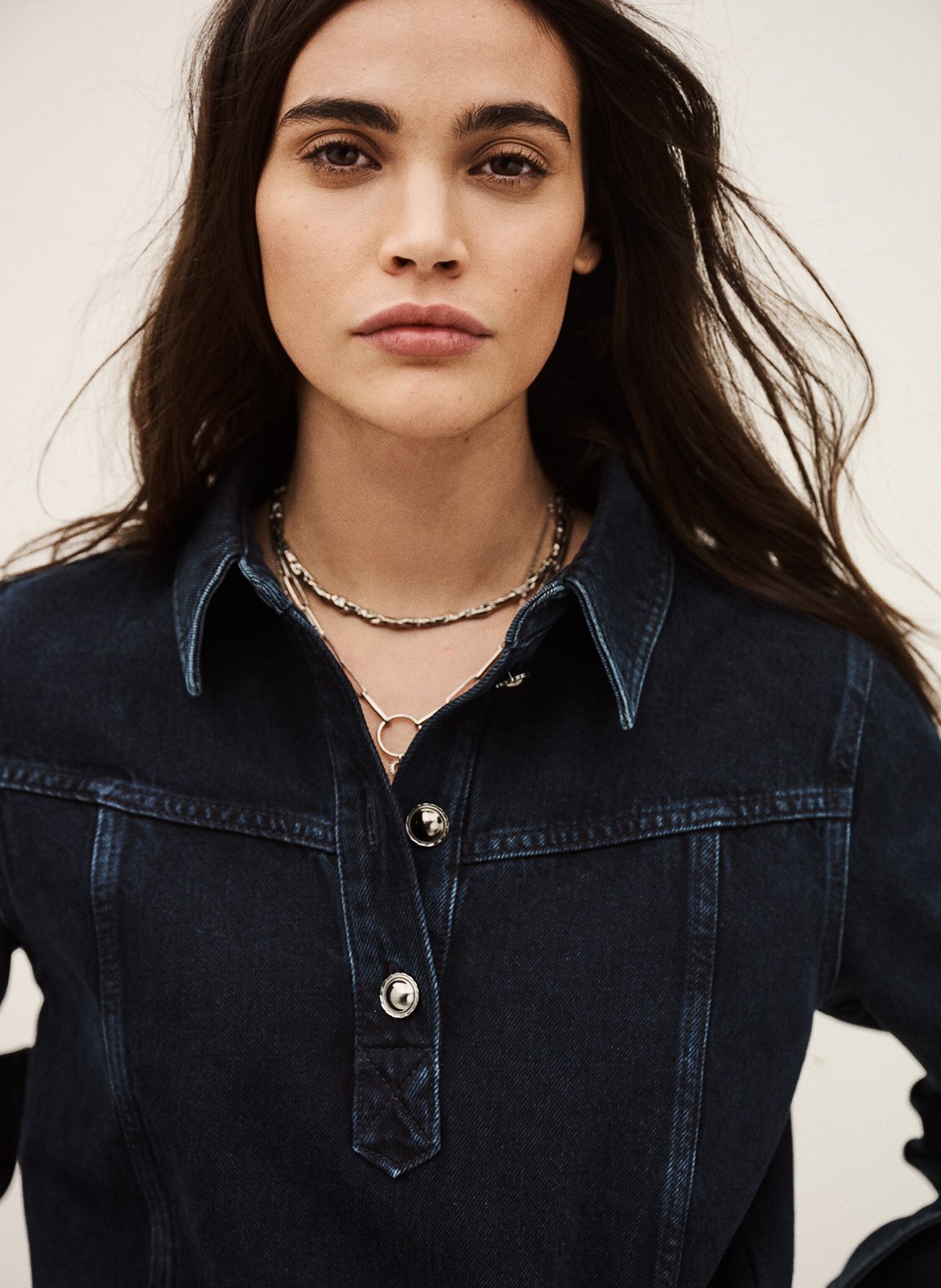 Rechte katoenen top met klassieke kraag BA&SH Blauw