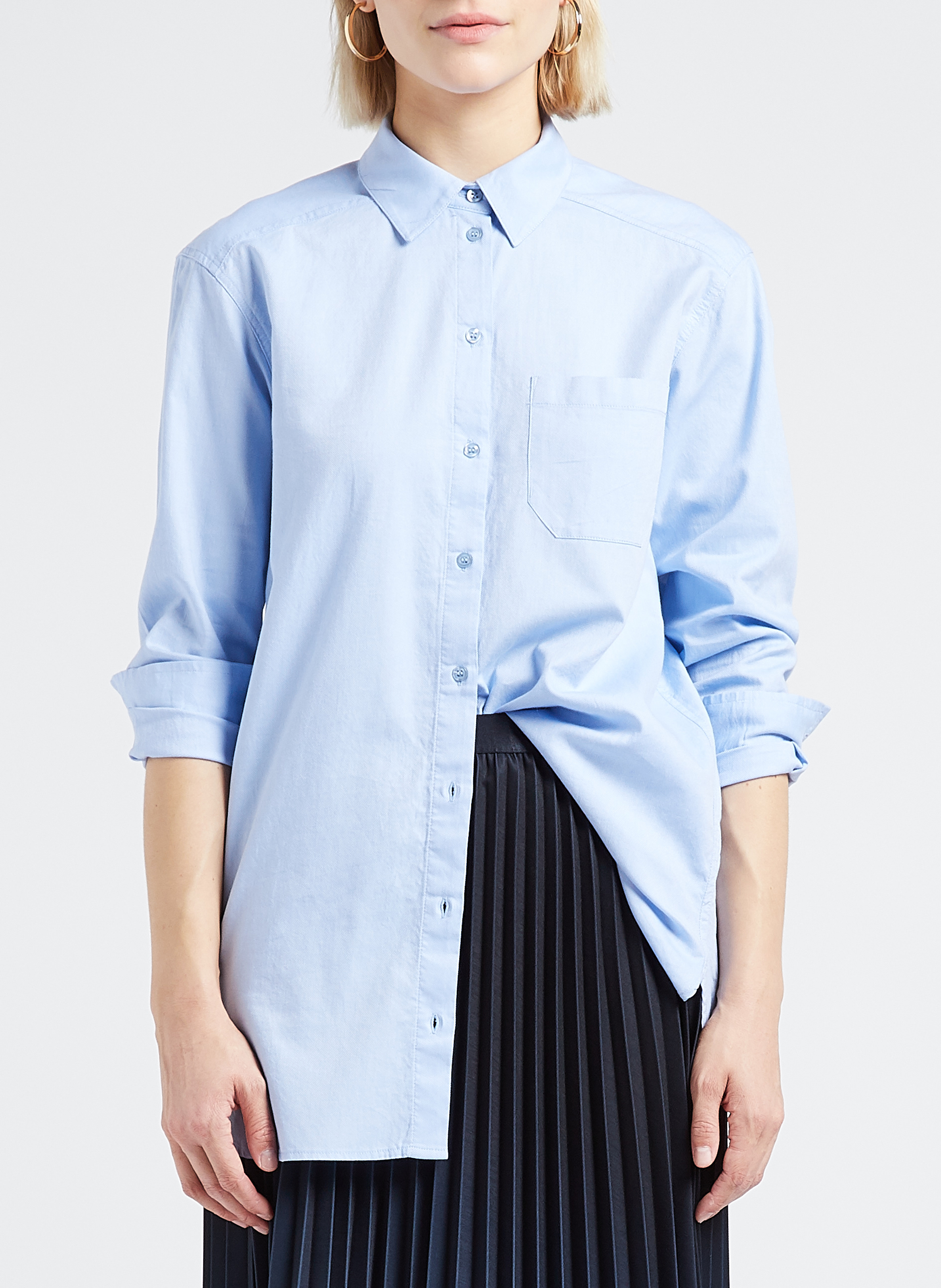 Chemise col classique manches contrastantes en coton MAISON 123