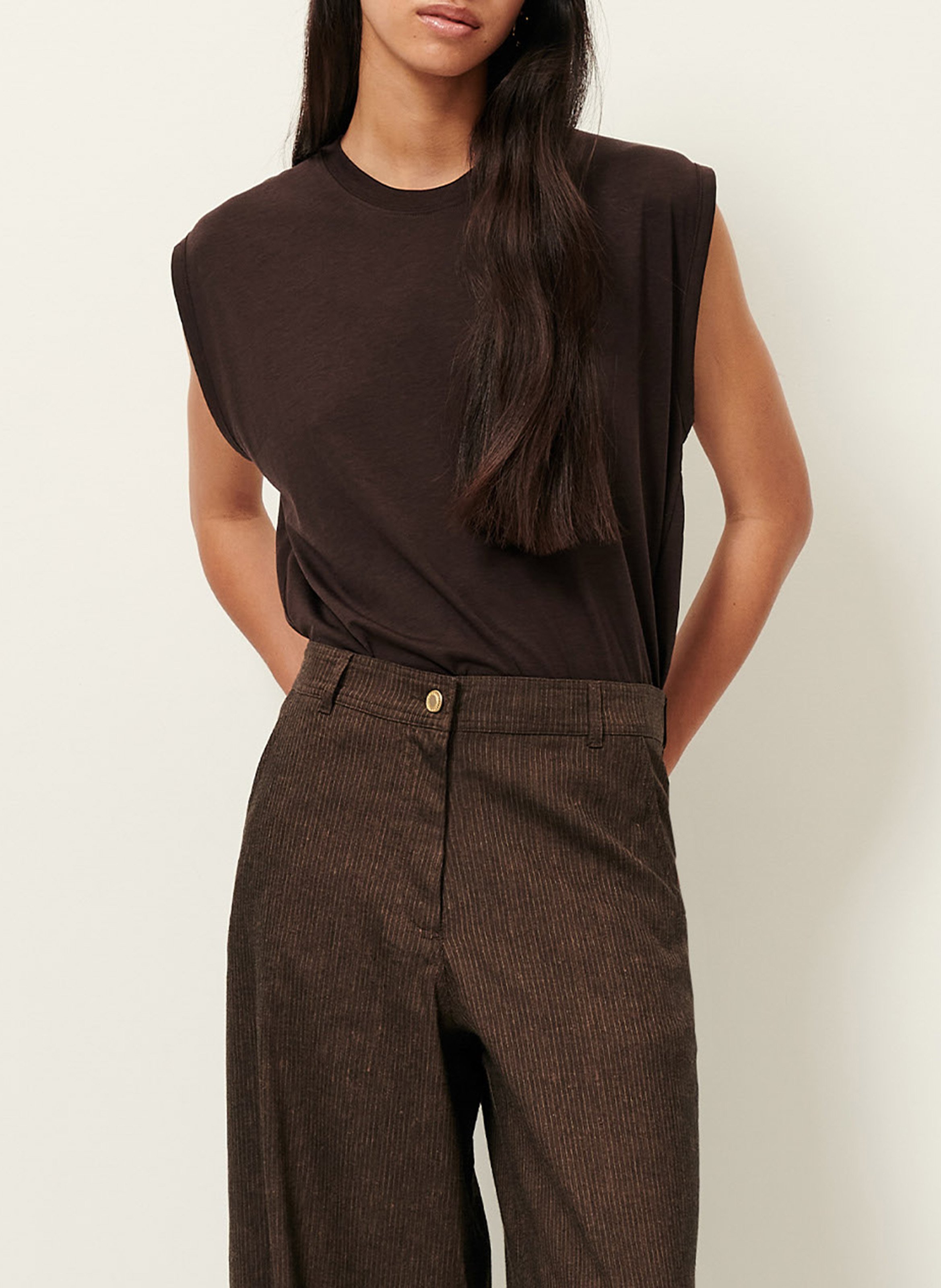 Loose-fit round-neck T-shirt SESSUN Brown