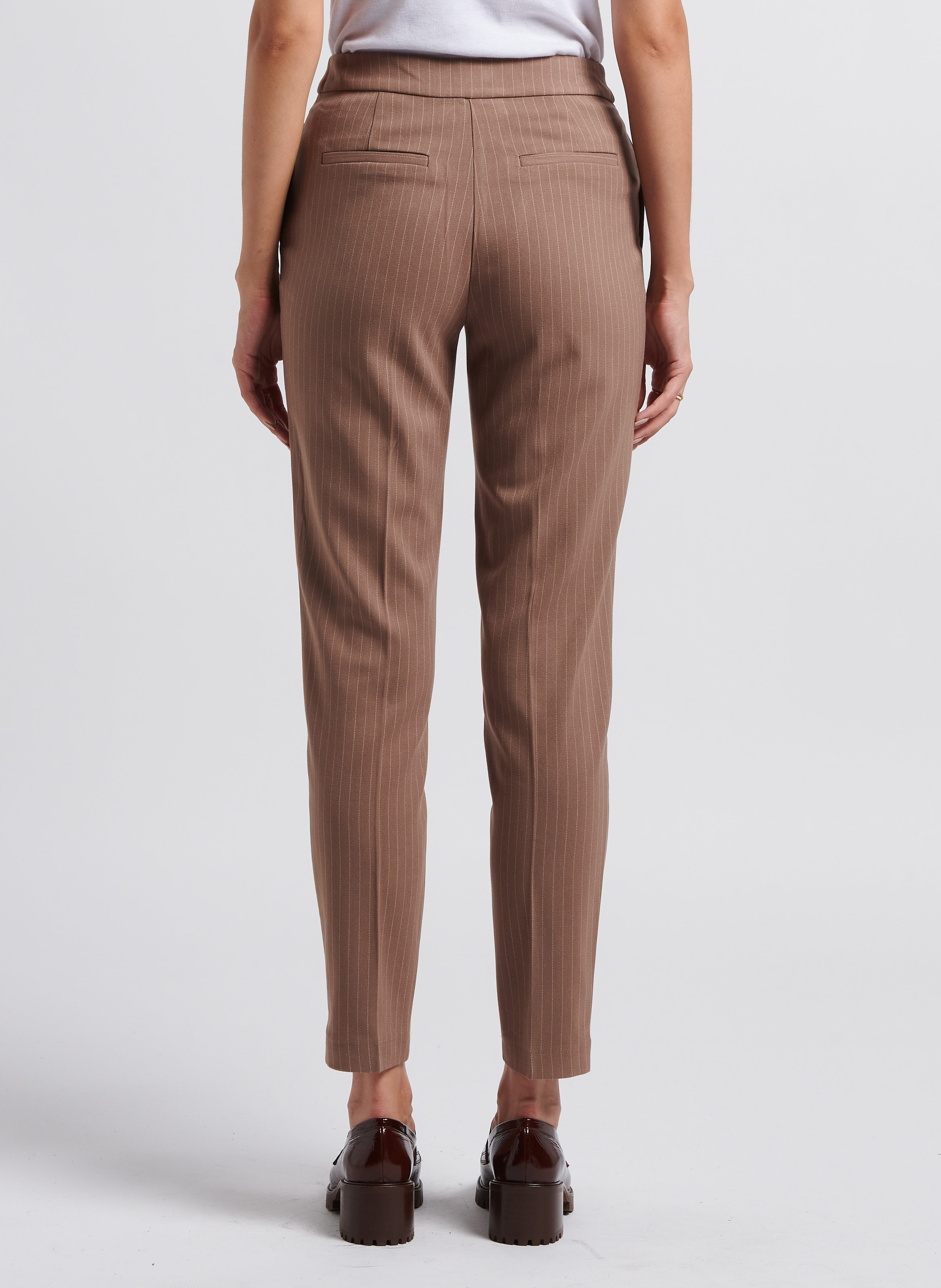 Pantalon taille haute fuselé VILA Marron