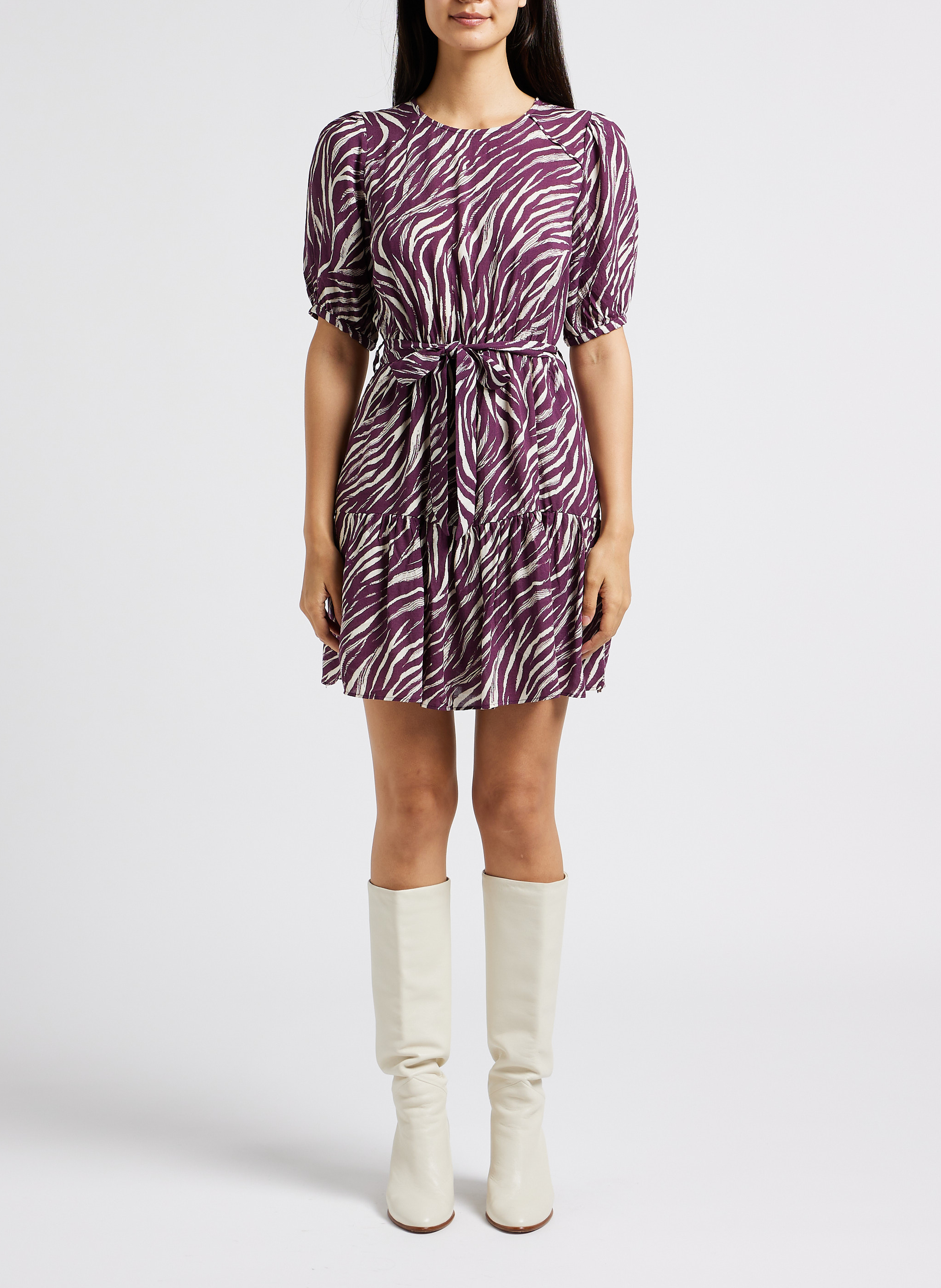 Robe courte droite col rond à imprimé GRACE ET MILA Rose