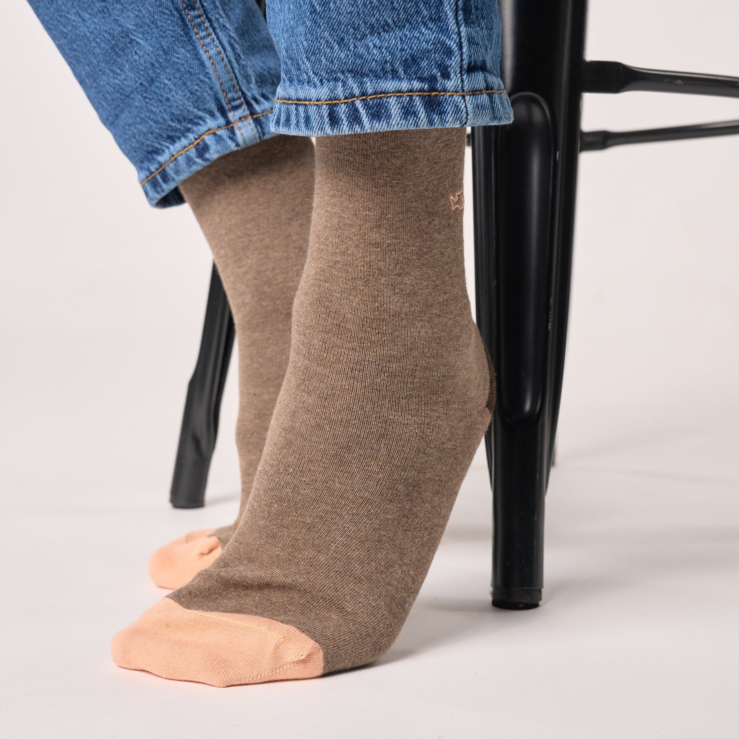 Combed cotton plain socks BILLYBELT Brown