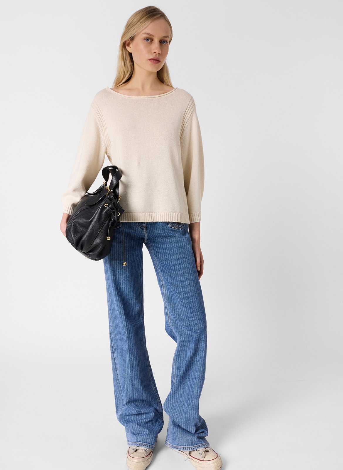 Pull droit col rond en maille GERARD DAREL Beige