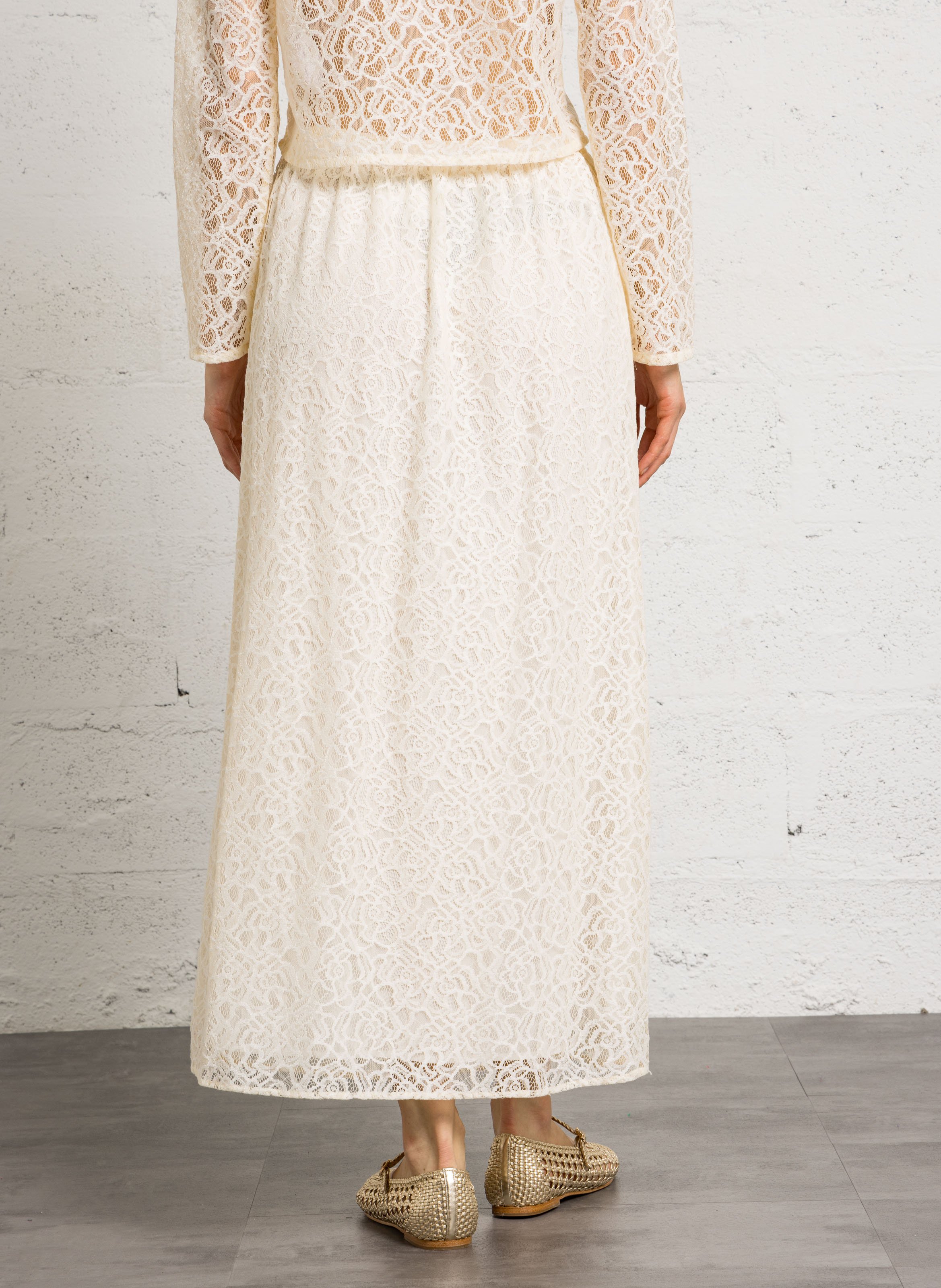 Langer Spitzenrock DES PETITS HAUTS Beige