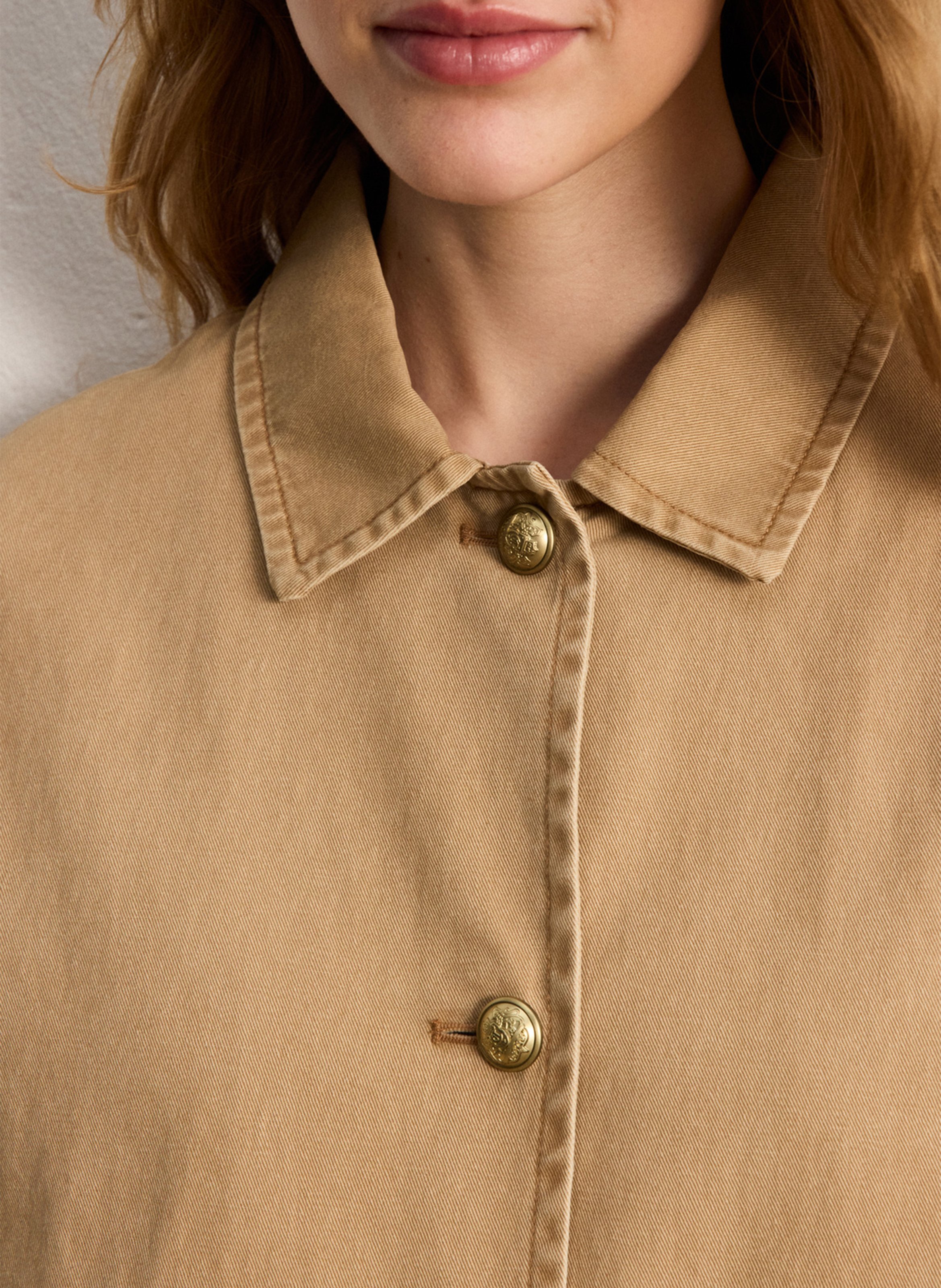 Veste droite col classique en coton PABLO Beige