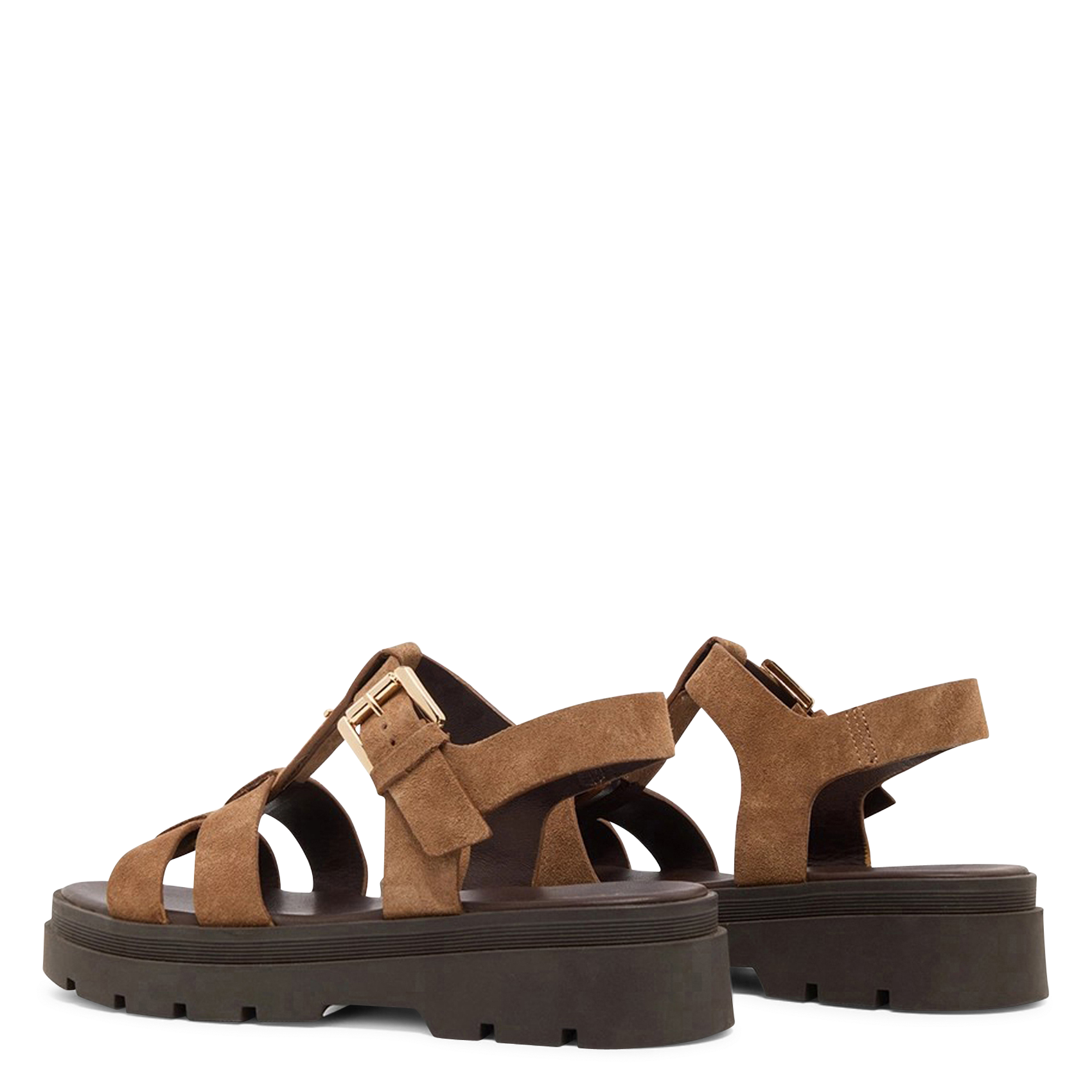 Sandales à plateformes en cuir velours JONAK Marron