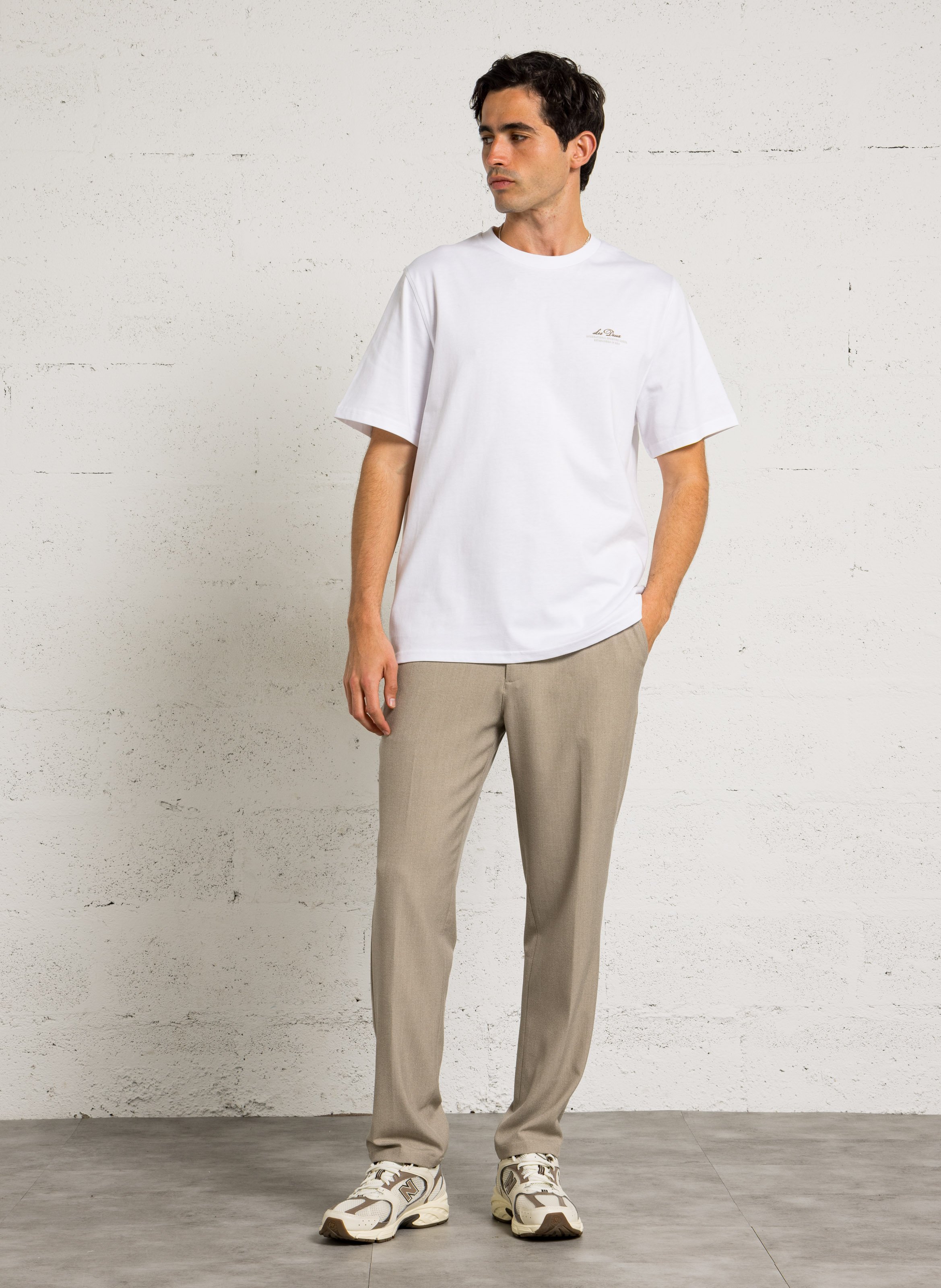 Maglietta diritta con stampa serigrafica a girocollo in cotone organico LES DEUX Bianco