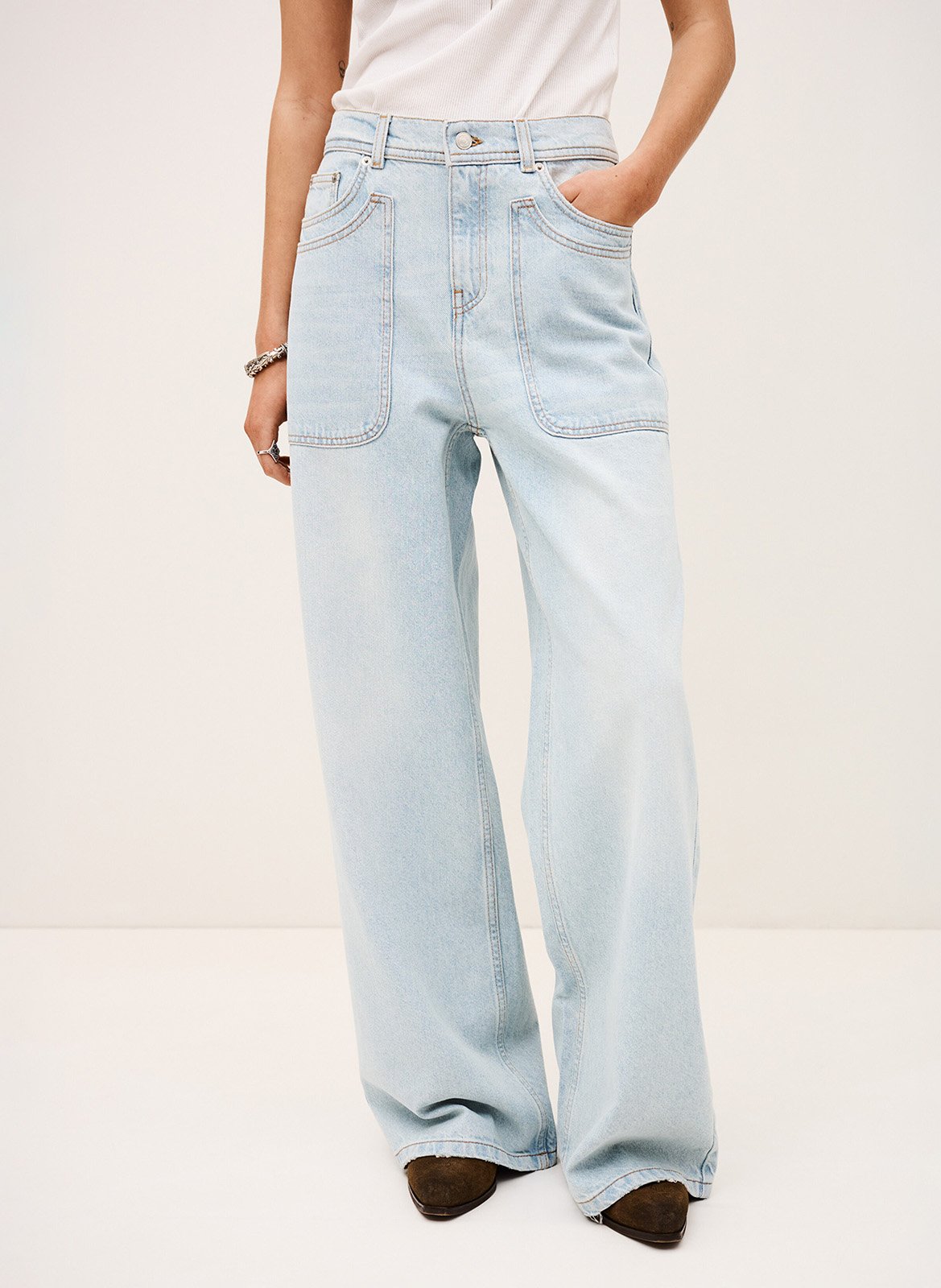 Eco-responsible high-rise wide-leg jeans BA&SH Blue
