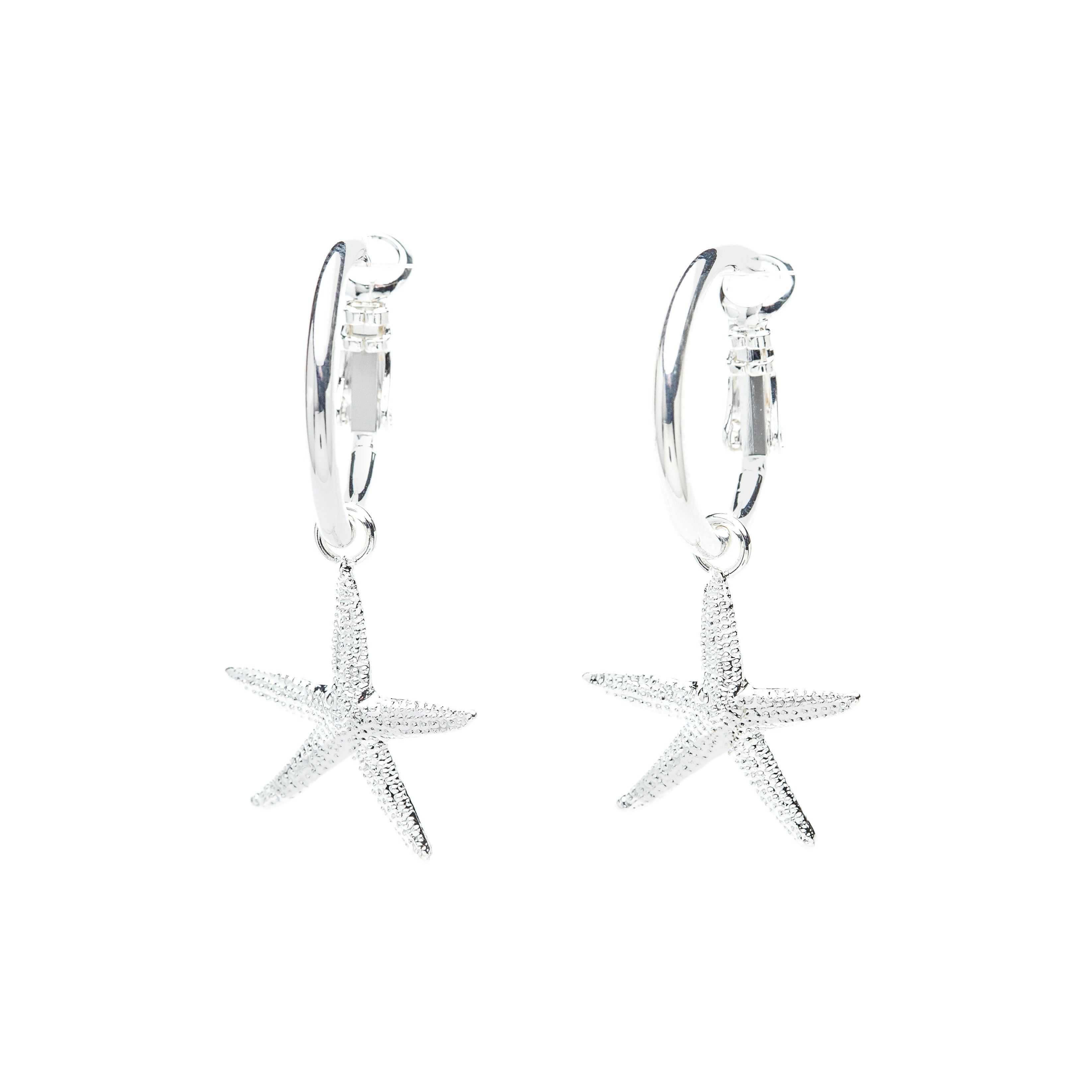 Small silver plated star hoop earrings MONSIEUR SIMONE