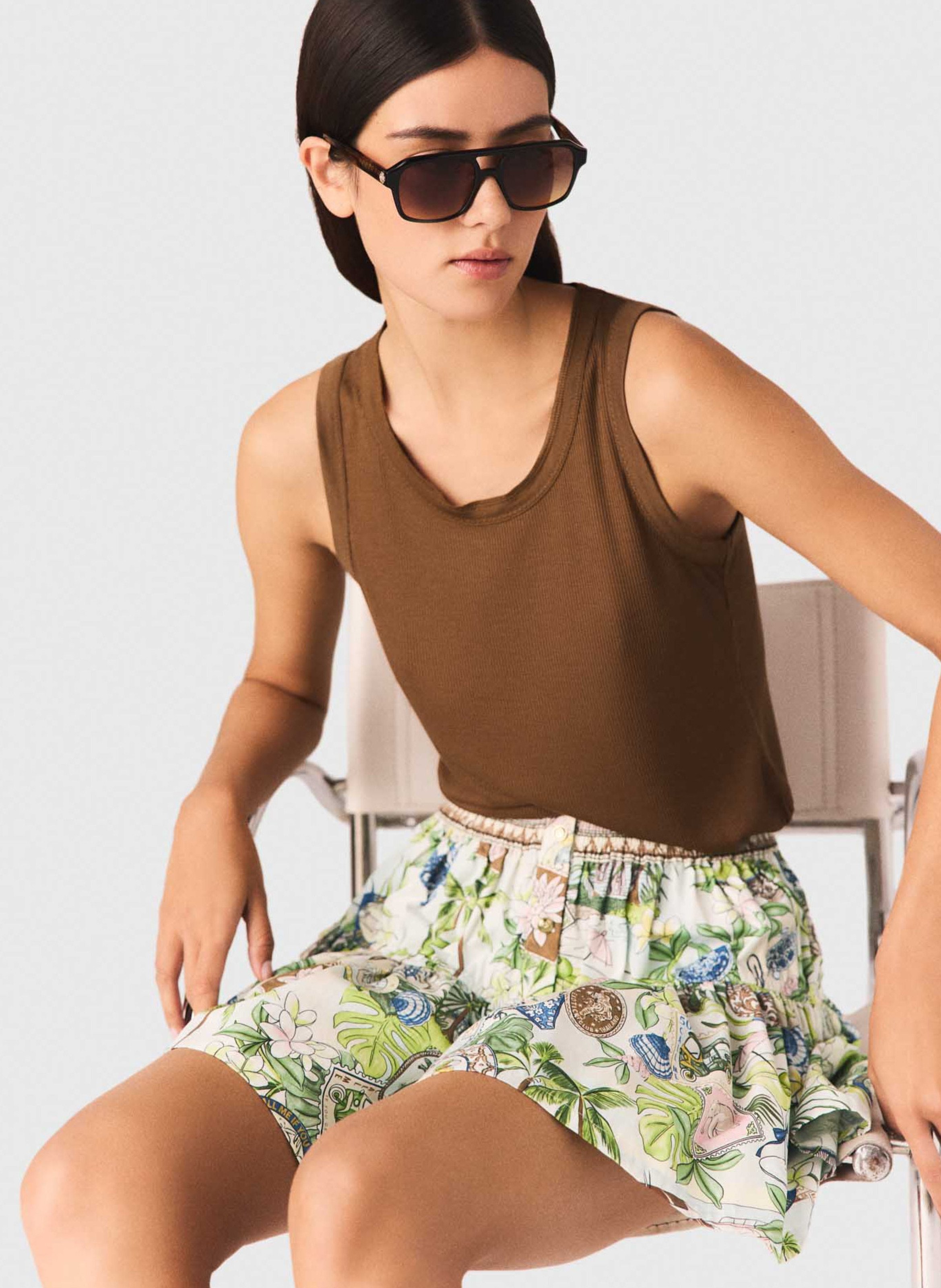 Ribbed straight tank top MAJE Brown