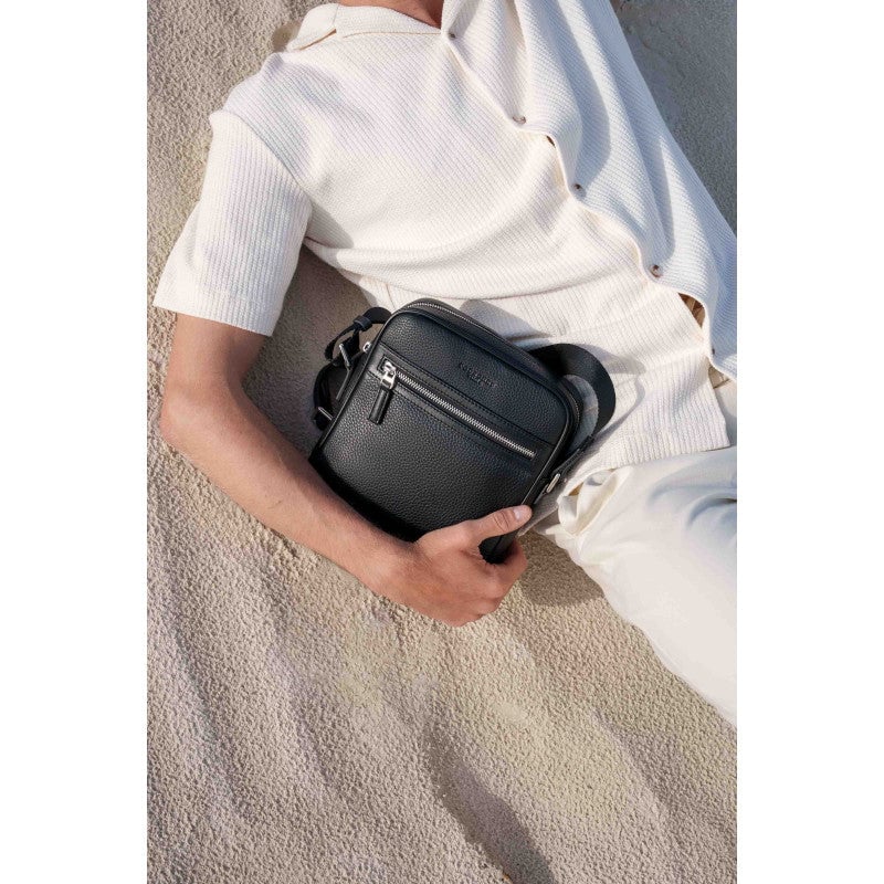 Crossbody bag in cowhide leather POURCHET Black