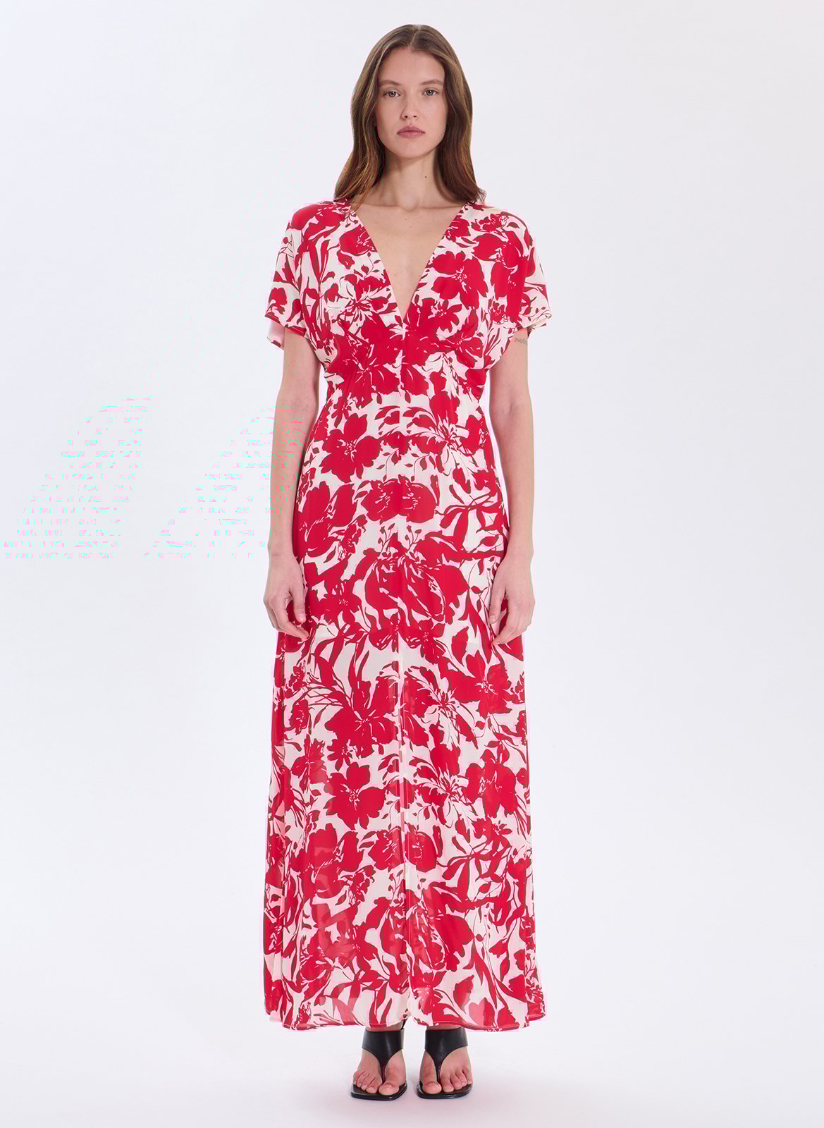 Fitted printed midi dress ZAPA Red