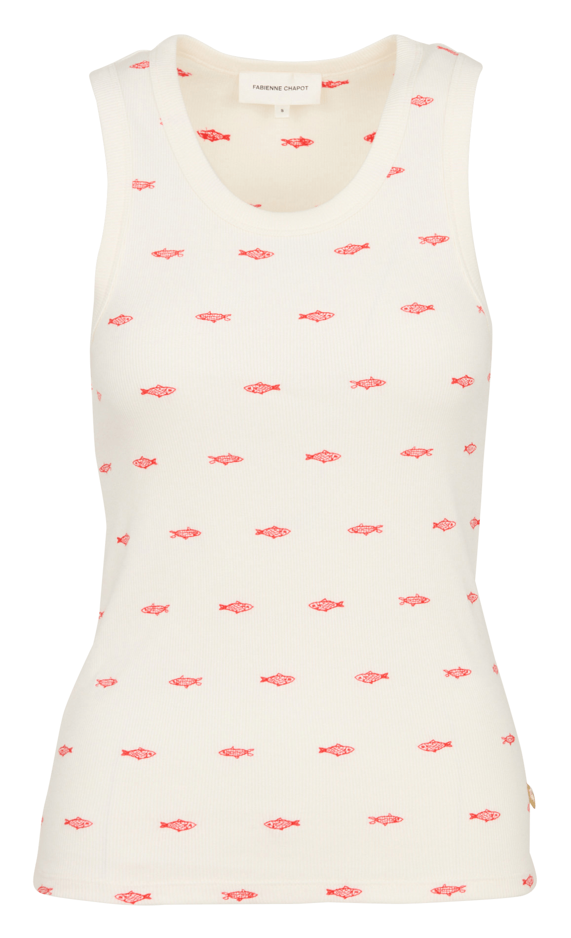 Débardeur droit col rond en coton bio mélangé FABIENNE CHAPOT Blanc