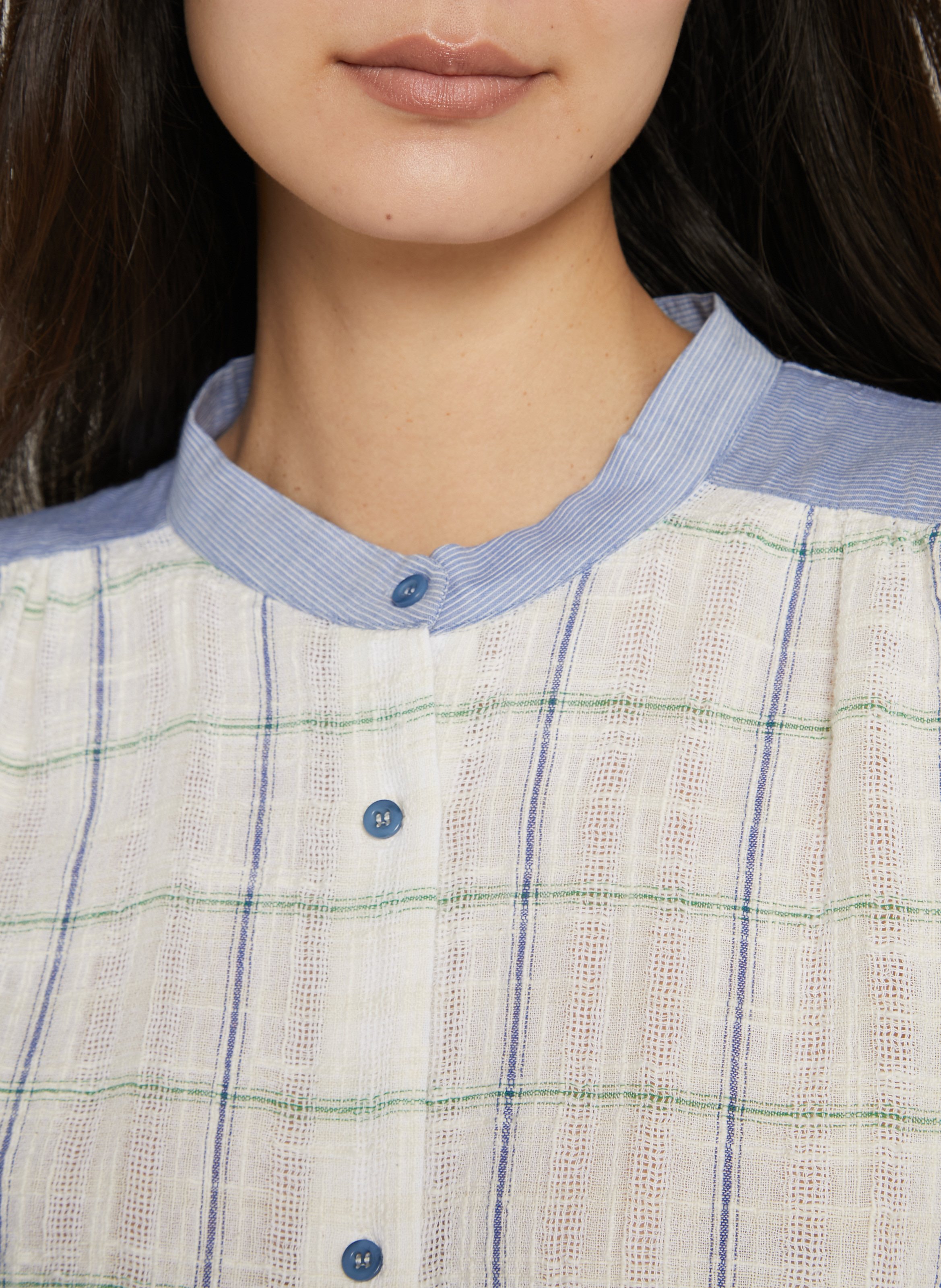 Straight printed organic cotton round-neck blouse SACRECOEUR Multicolored