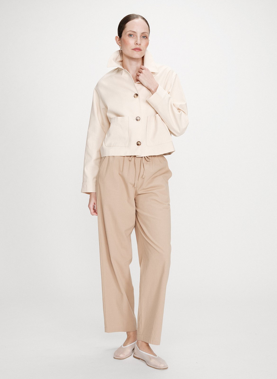 Jas van katoenmix met klassieke kraag GRACE ET MILA Wit