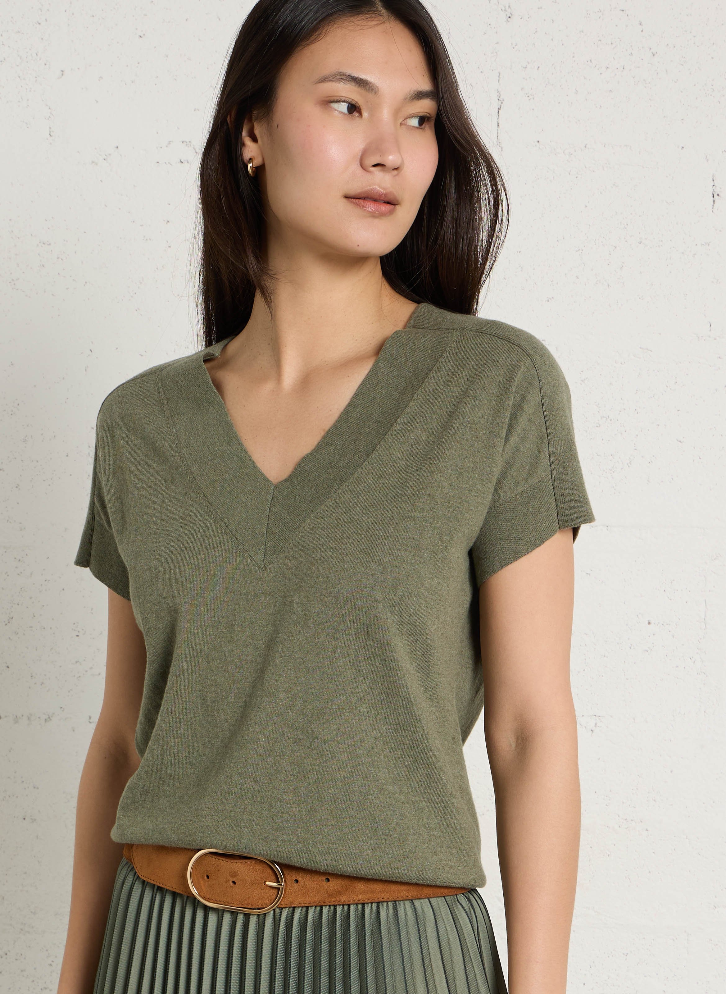 Top oversize col V en coton MAISON 123