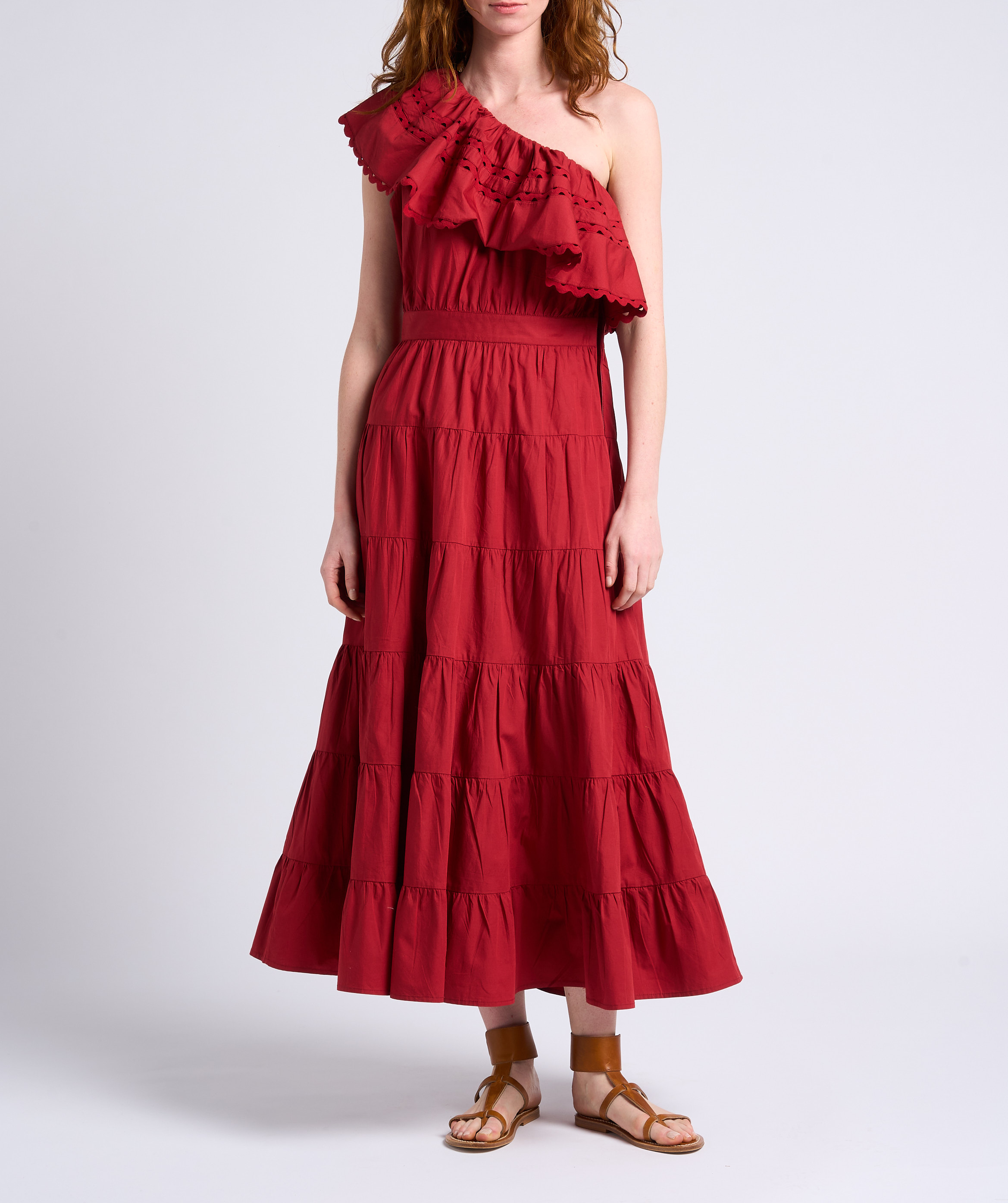 Robe longue col bardo asymétrique en coton ANTIK BATIK Marron