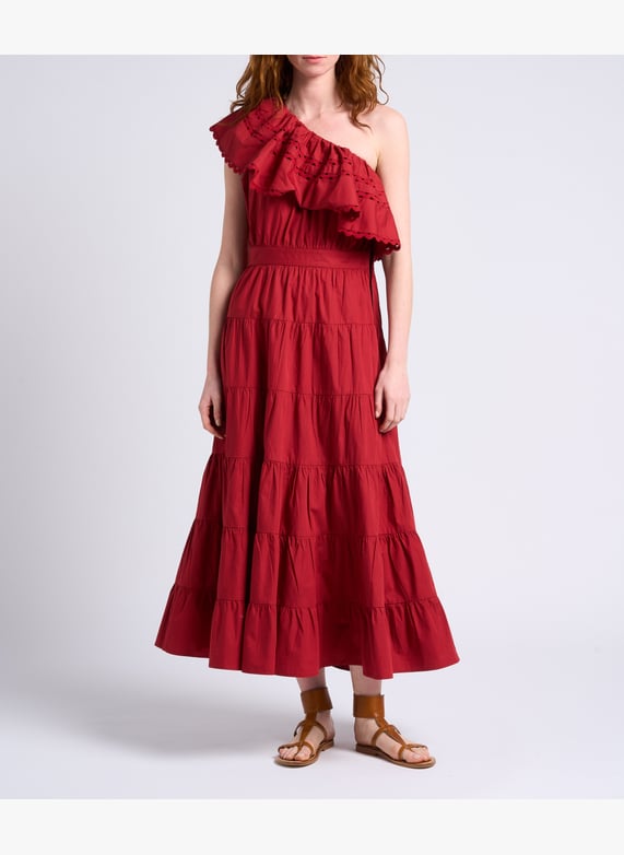Long asymmetric bardot collar cotton dress Brown Antik batik - Women | Place des Tendances Long asymmetric bardot collar cotton dress Brown Antik batik - Women | Place des Tendances