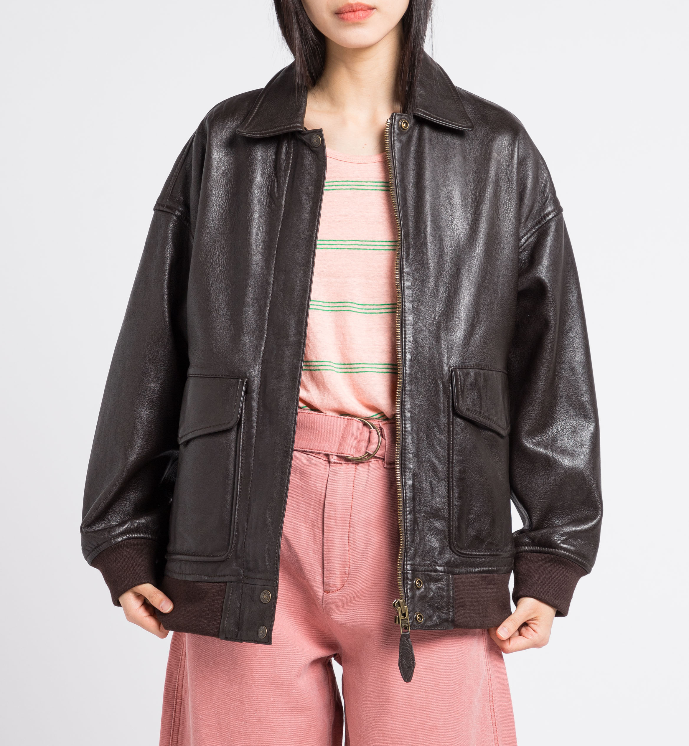 Blouson en cuir oversize  SCHOTT Marron