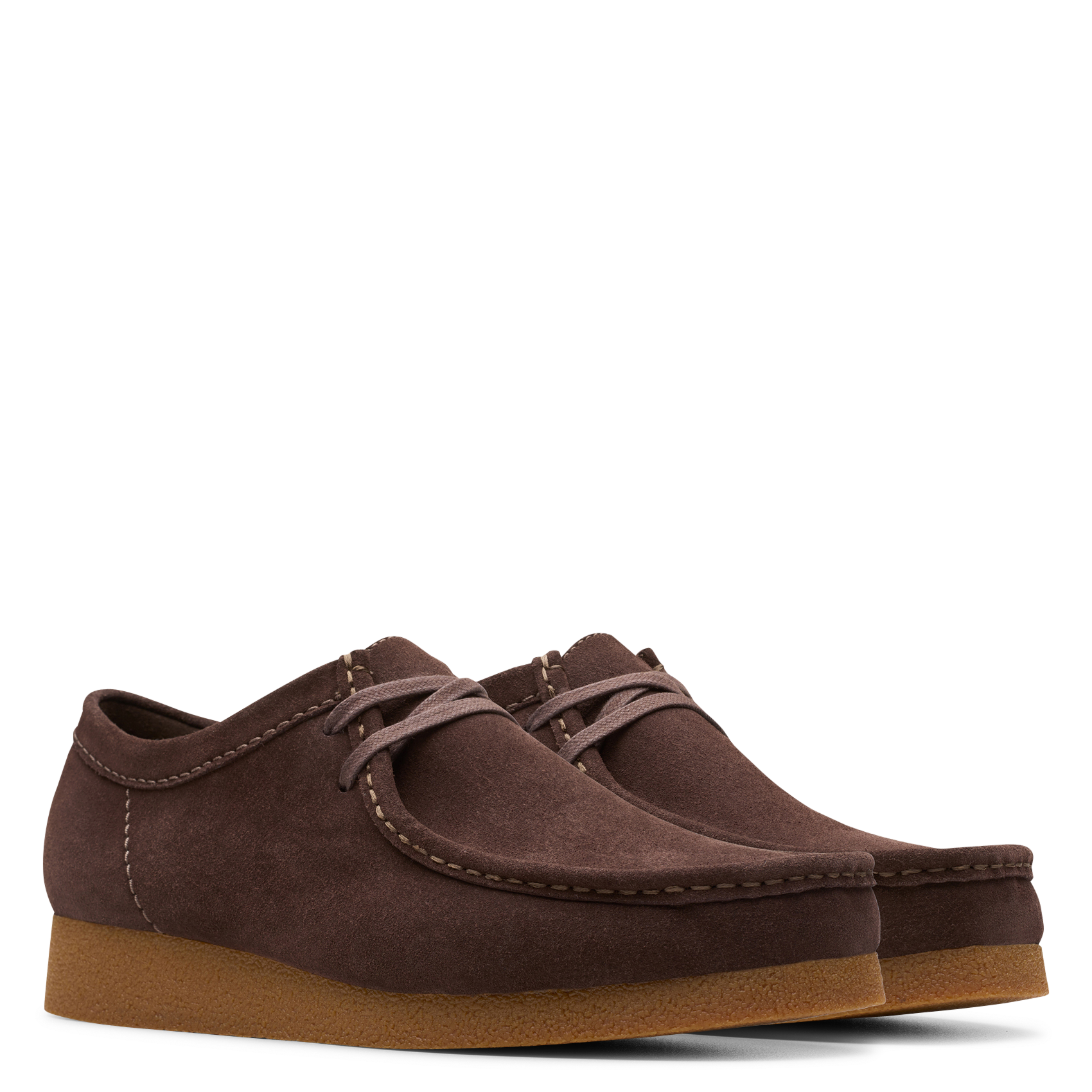 Boots basses à lacets en cuir velours CLARKS Marron