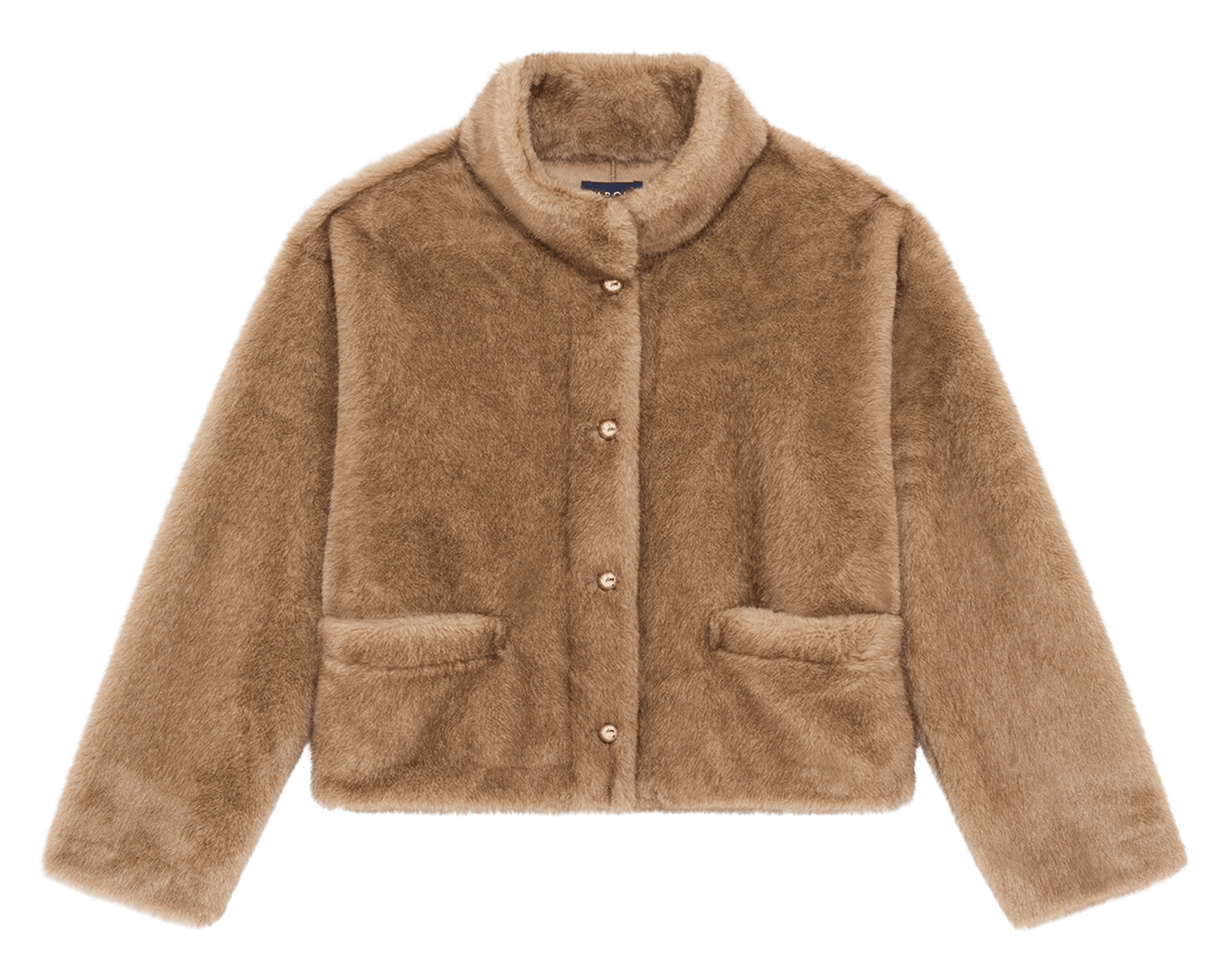 Manteau col montant en fourrure CAROLL Marron