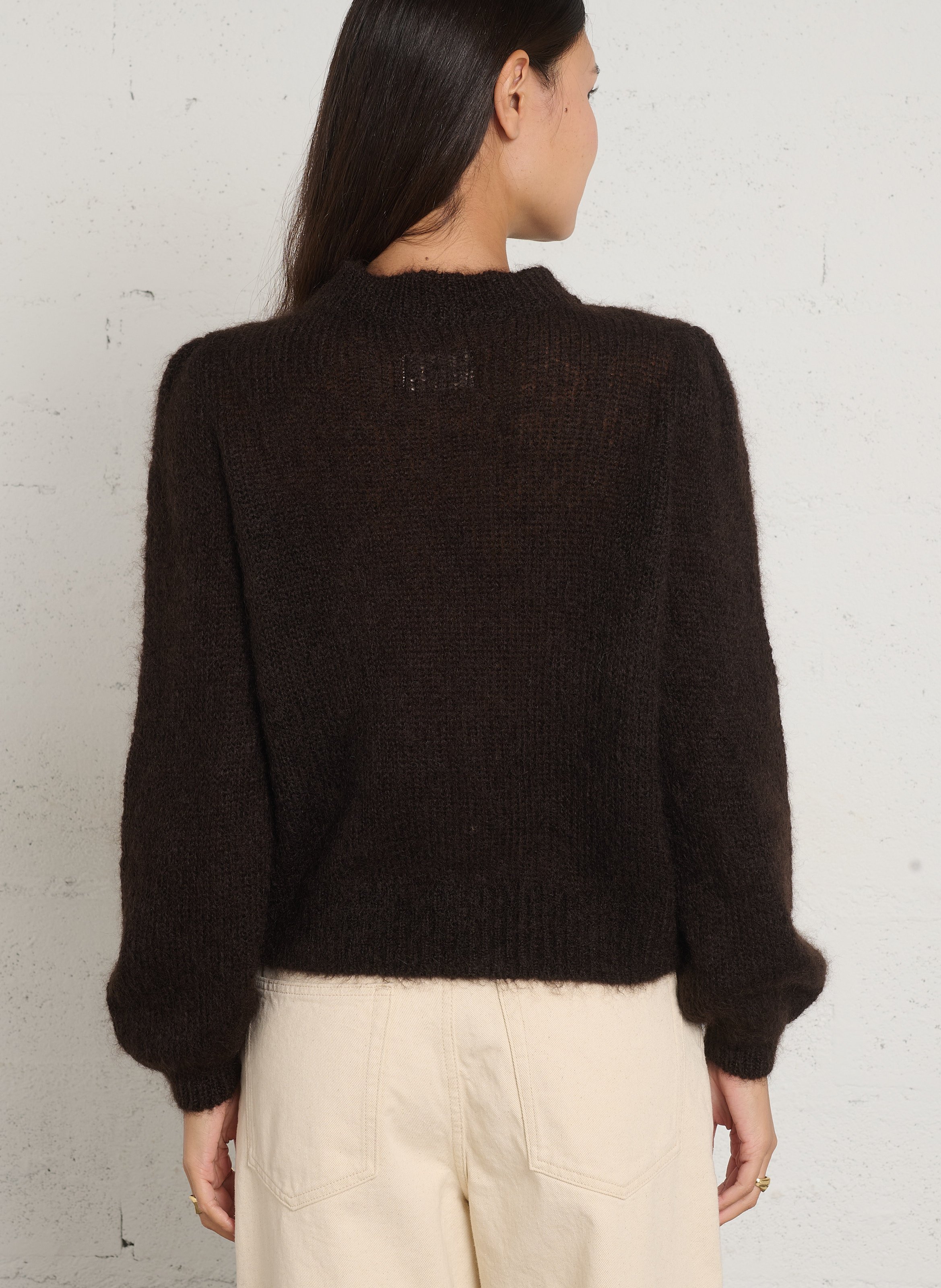 Straight round-neck mohair blend vest DES PETITS HAUTS Brown