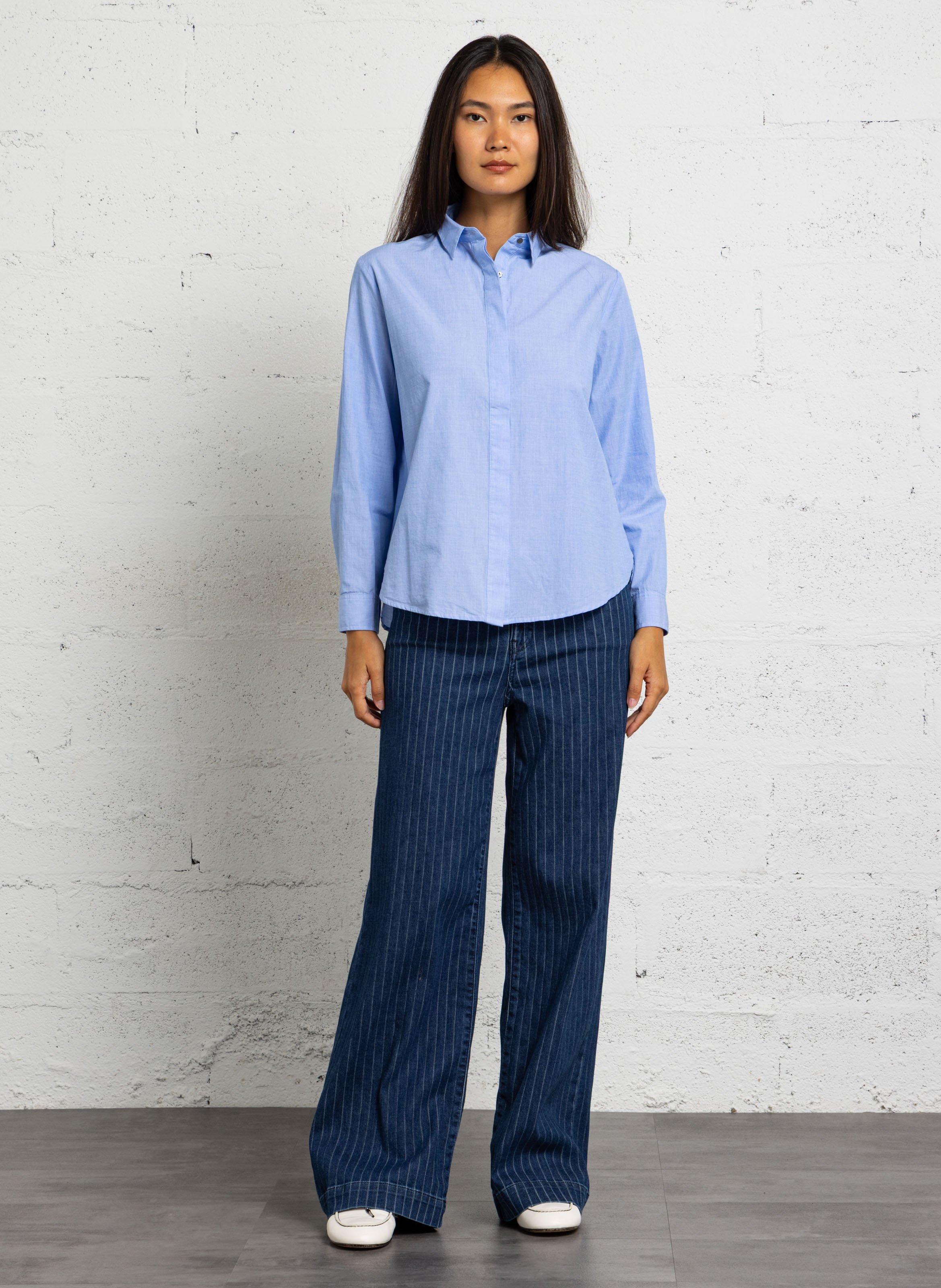 Gestreifte Straight Cut Jeans aus Baumwoll-Mix MAISON 123 Blau