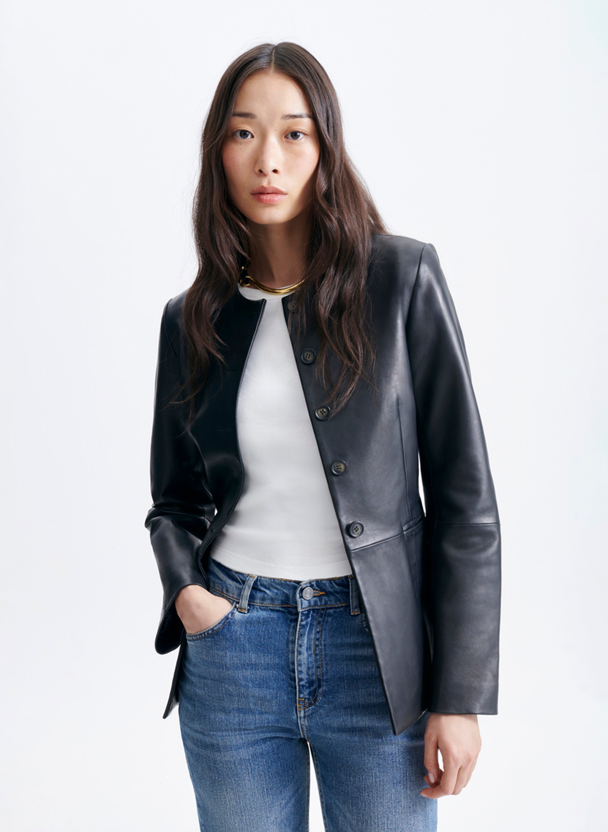 Fitted leather jacket VANESSA BRUNO Black