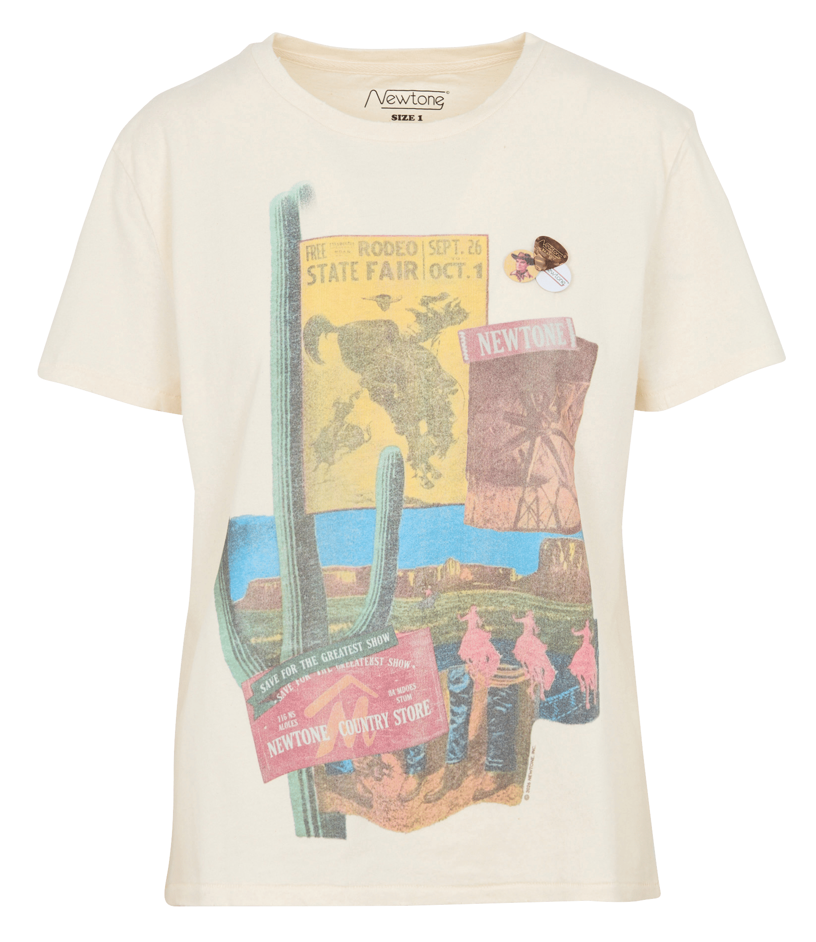 T-shirt droit à détails badges en coton NEWTONE Beige